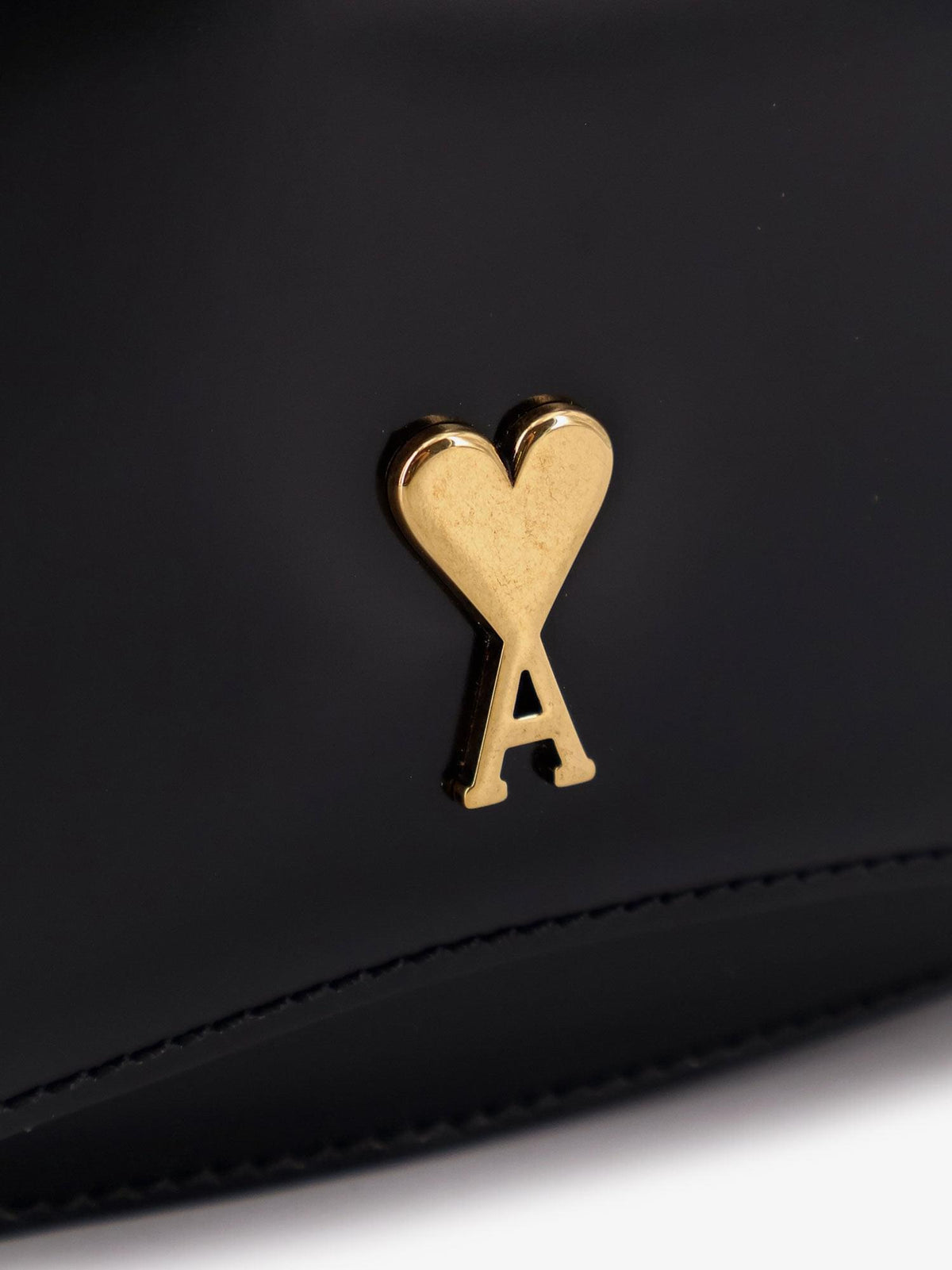 Ami Paris Women Leather Shoulder Bag With Metal Logo On The Front AMI PARIS