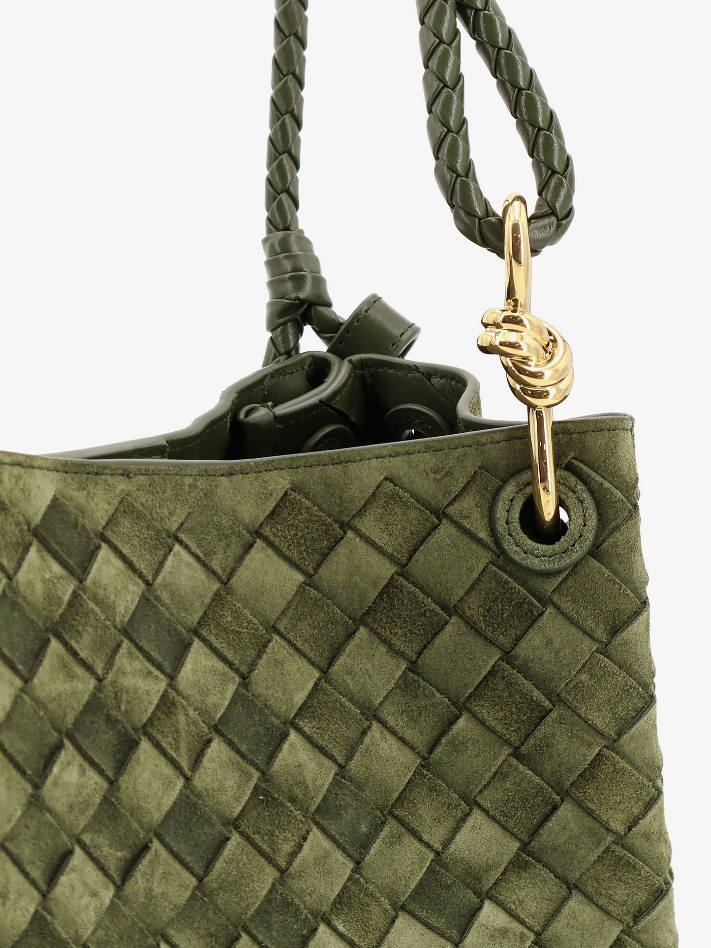 Bottega Veneta Women Parachute Suede Shoulder Bag With Intrecciato Motif BOTTEGA VENETA