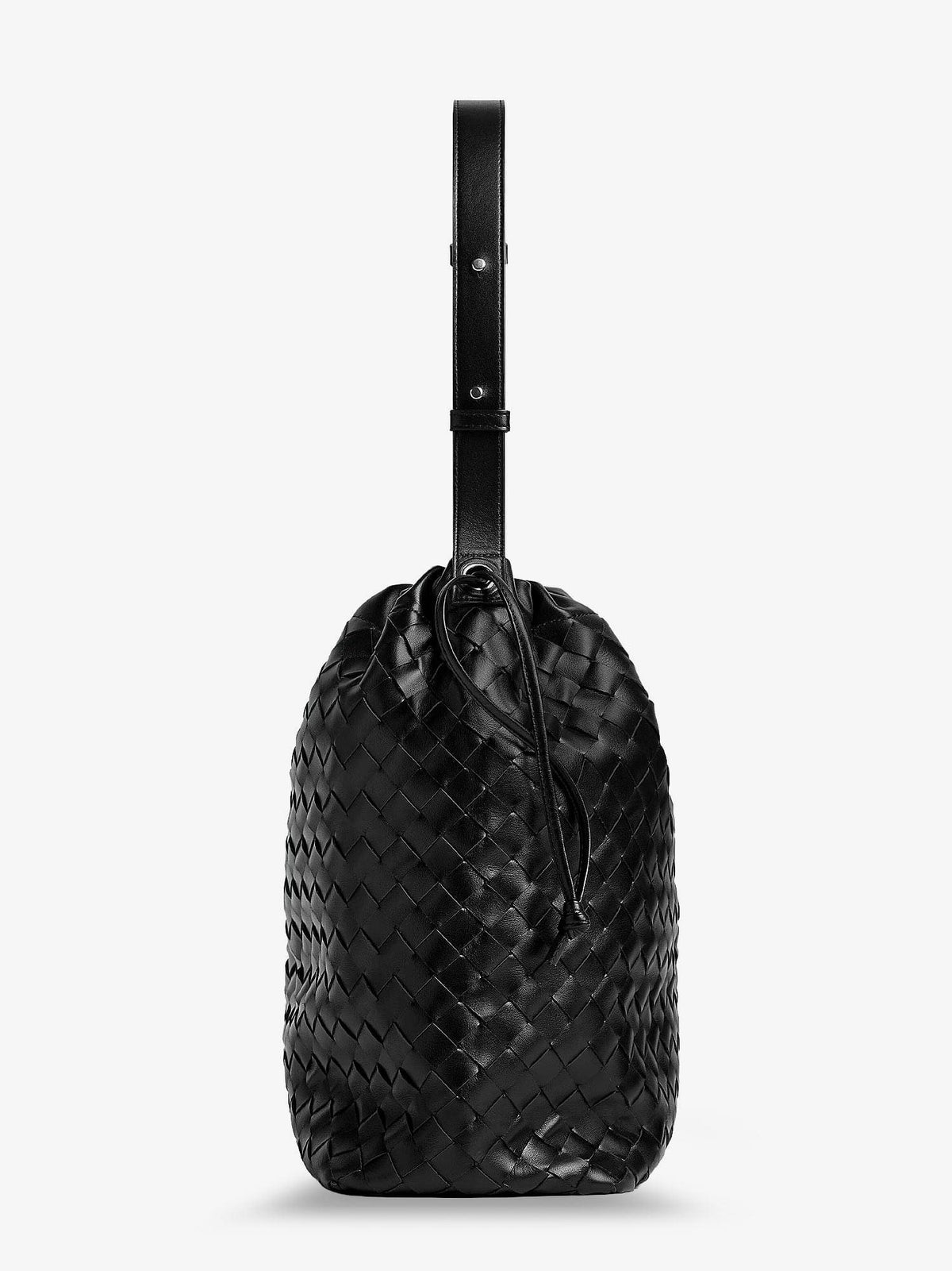 Bottega Veneta Men Bucket Intrecciato Biblioteca Leather Shoulder Bag BOTTEGA VENETA