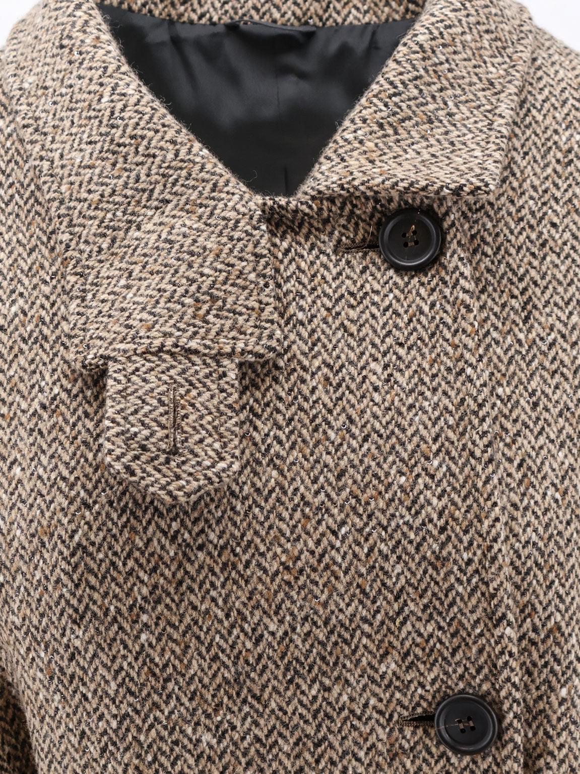Brunello Cucinelli Women Herringbone Coat With Monili Detail BRUNELLO CUCINELLI