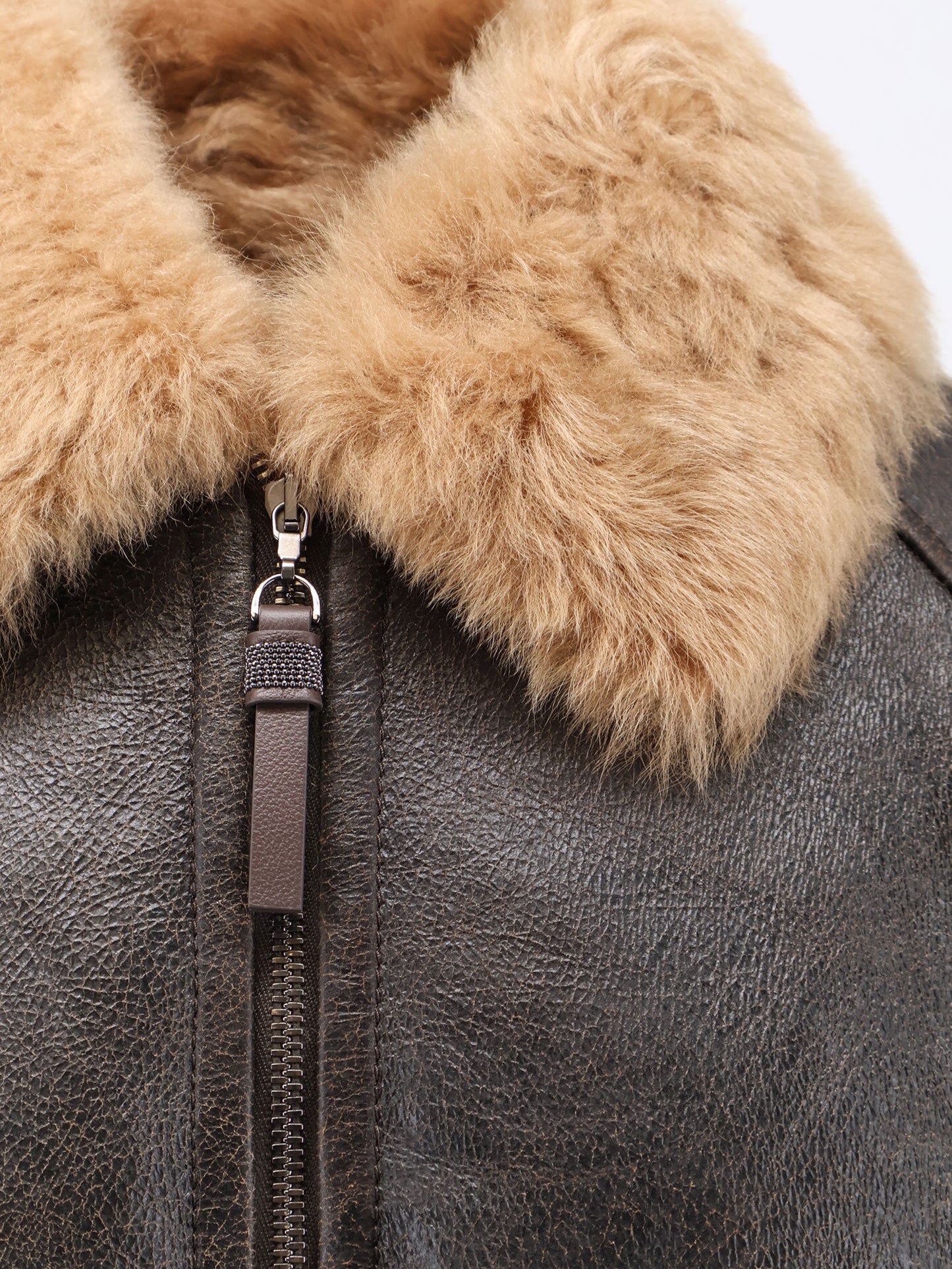 Brunello Cucinelli Women Leather Jacket With Shearling Collar BRUNELLO CUCINELLI