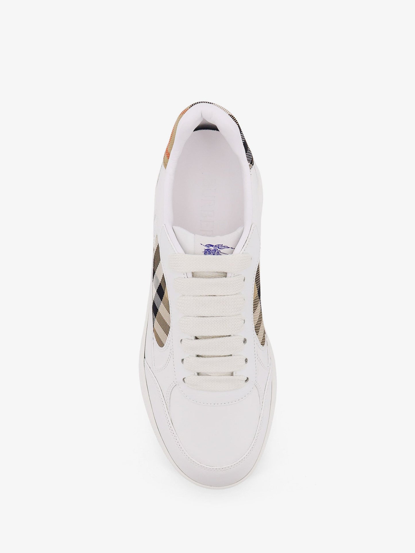 Burberry Men Low-Top Leather Sneakers With Check Inserts BURBERRY