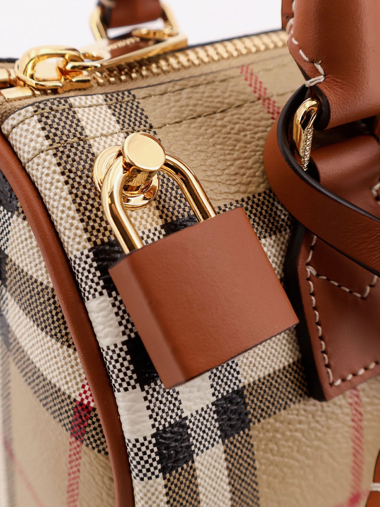 Burberry Women Coated Canvas Crossbody Bag With Check Pattern BURBERRY