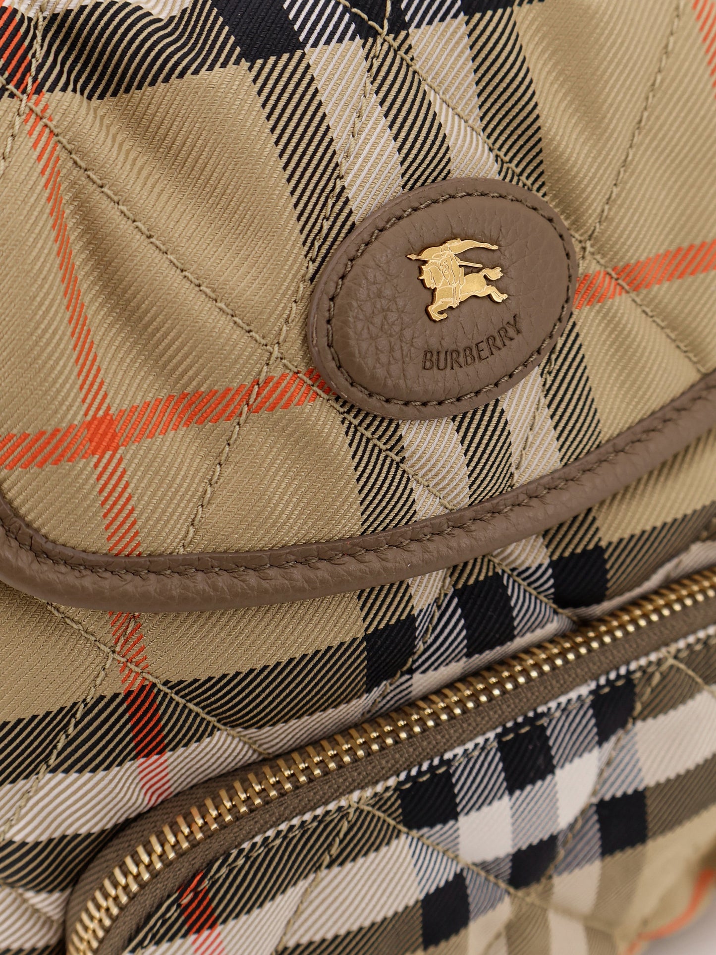 Burberry Women Horseshoe Nylon Backpack With Check Pattern BURBERRY