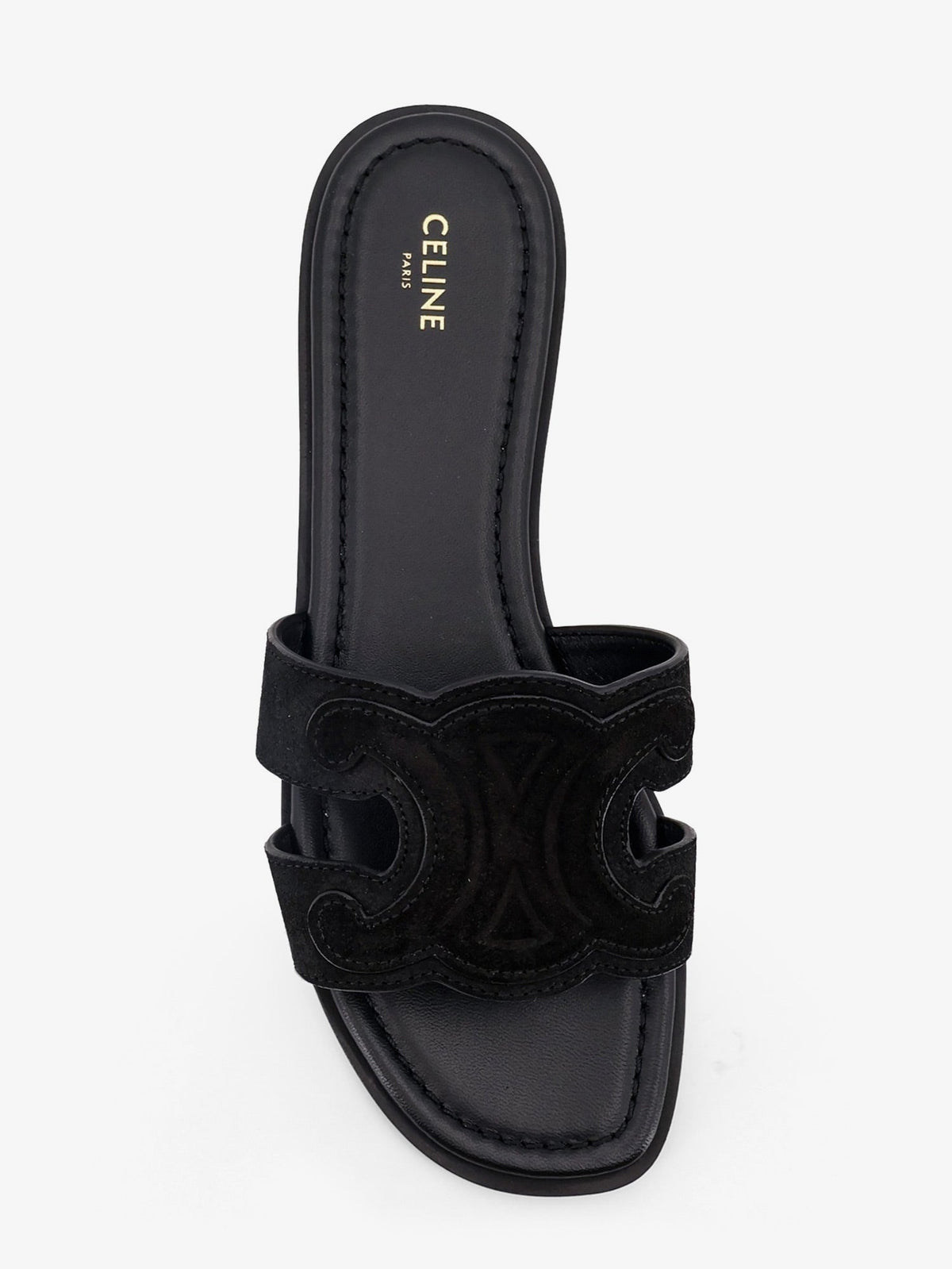 Celine Women Marina Suede Sandals With Triomphe Logo CELINE