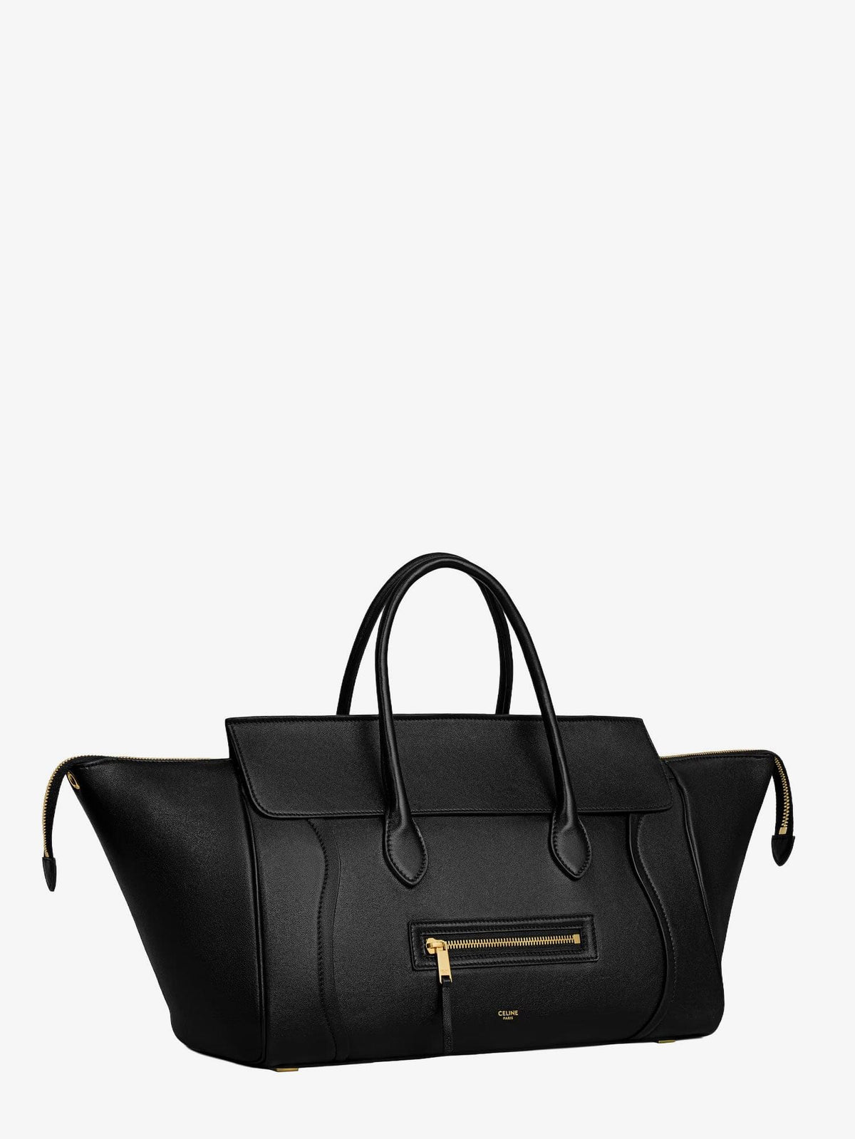 Celine Women Luggage Leather Handbag With Logo Lettering On The Front CELINE