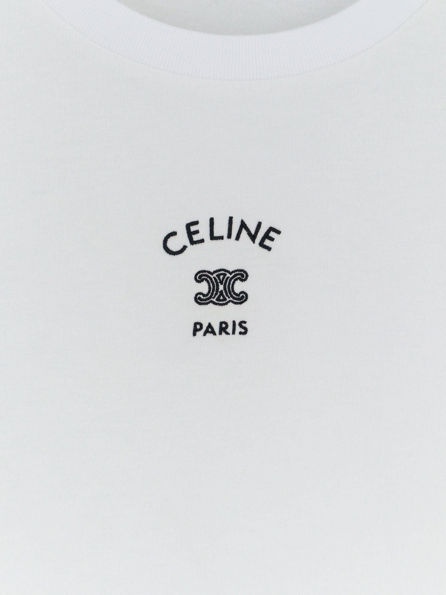 Celine Women Cotton Blend T-Shirt With Front Logo Print CELINE