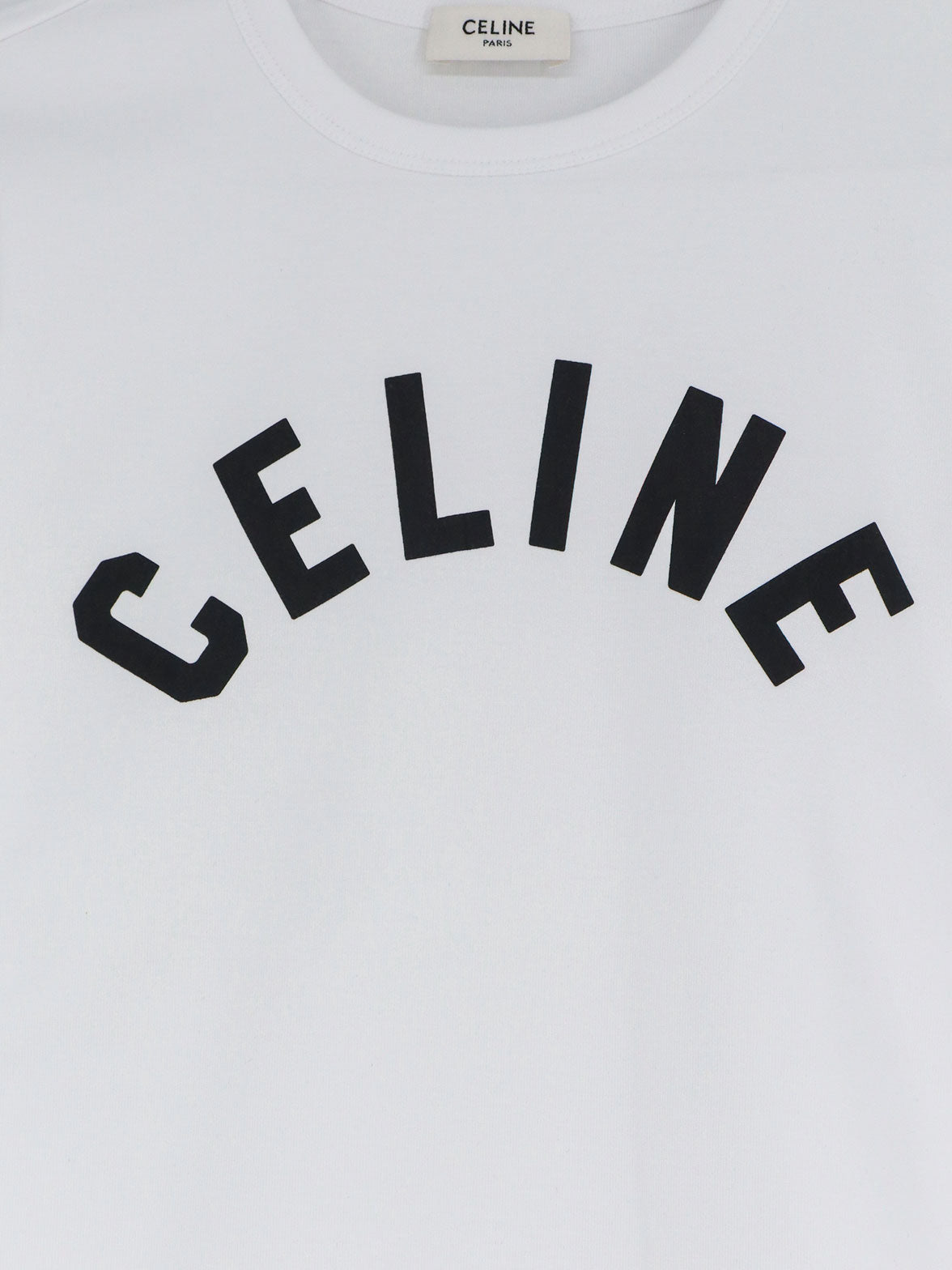 Celine Women Cotton T-Shirt With Front Lettering Logo Print CELINE