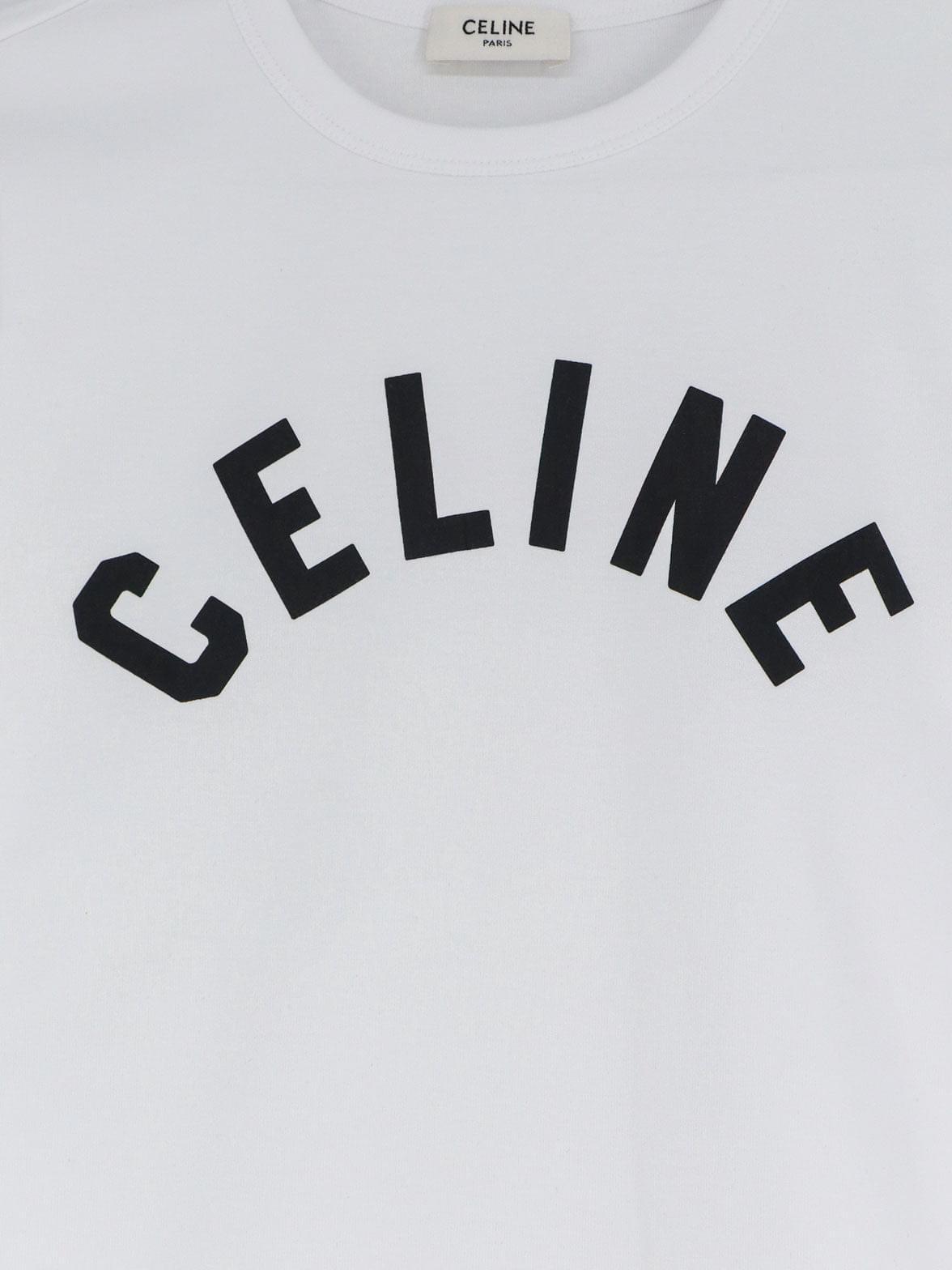 Celine Women Cotton T-Shirt With Front Lettering Logo Print CELINE