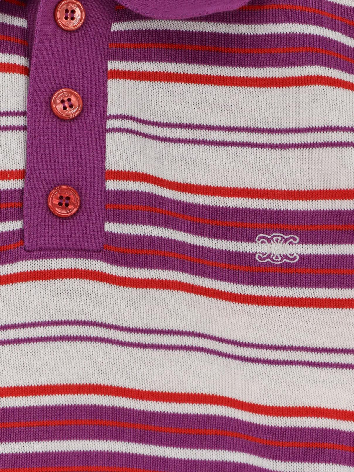 Celine Women Cotton Polo Shirt With Striped Pattern CELINE