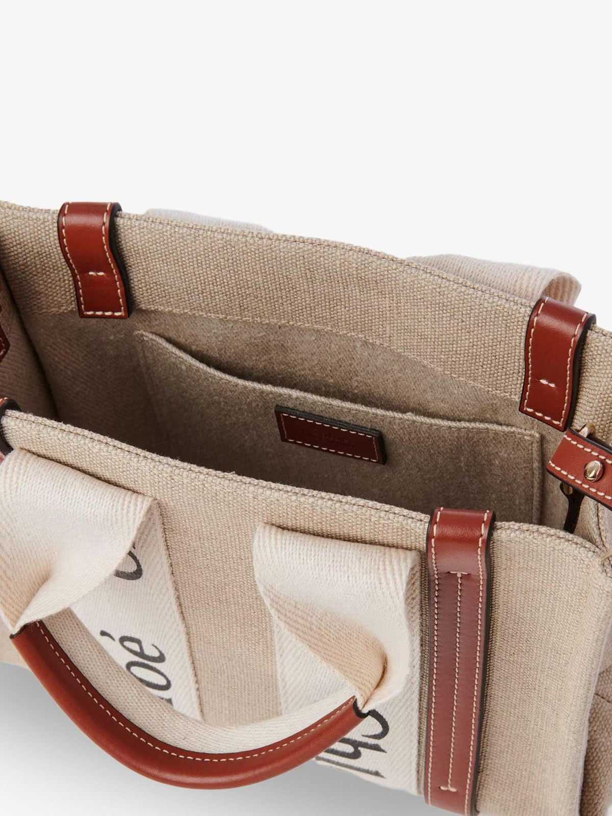 Chloe Women Chloe' Women Woody Linen And Leather Tote Bag CHLOE