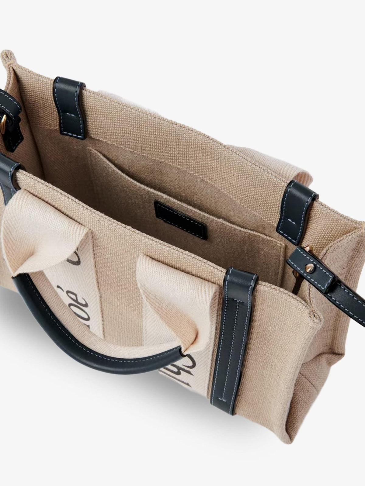 Chloe' Women Woody Linen Canvas And Leather Crossbody Bag CHLOE