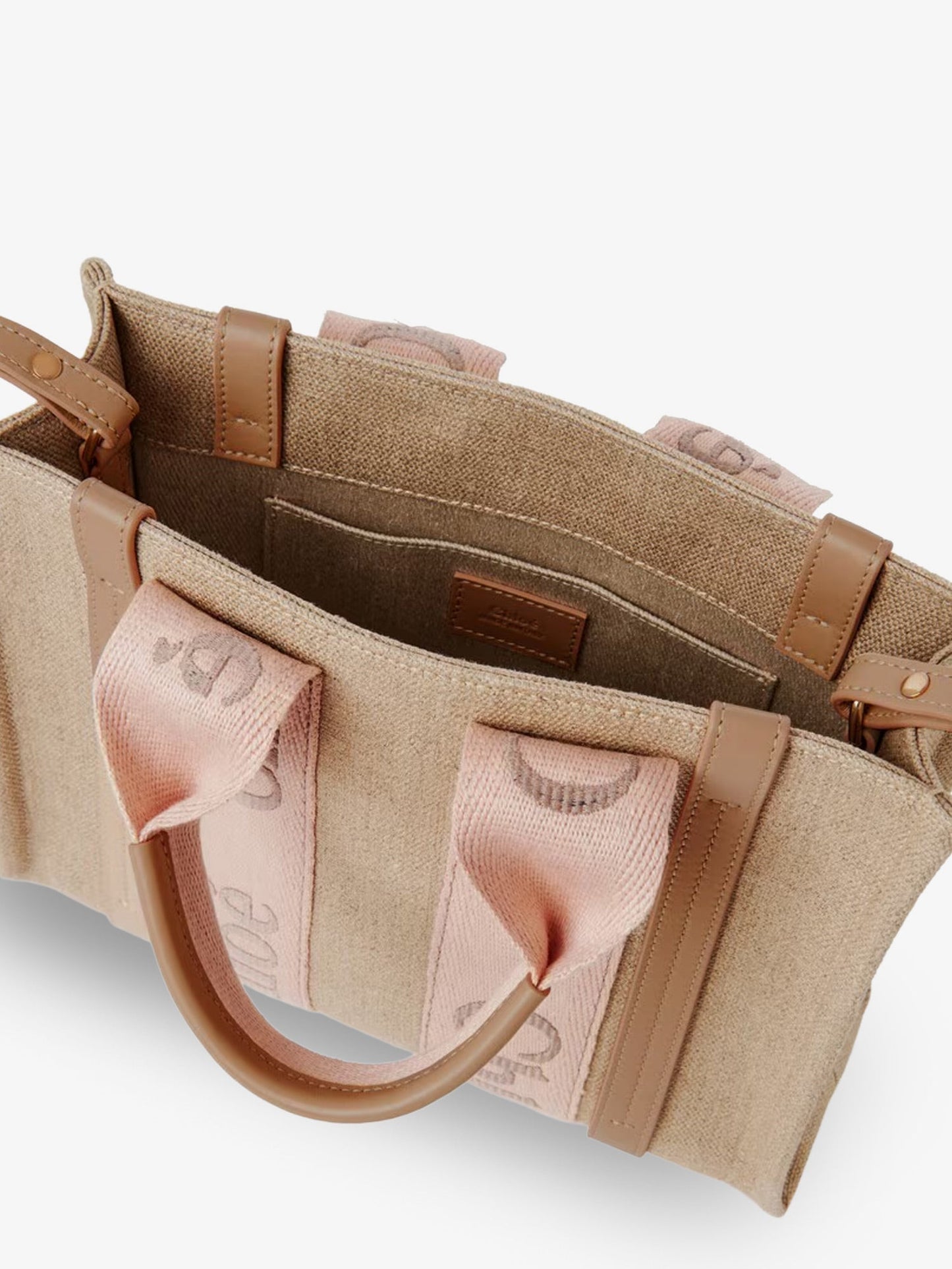 Chloe' Women Woody Linen Canvas And Leather Crossbody Bag CHLOE