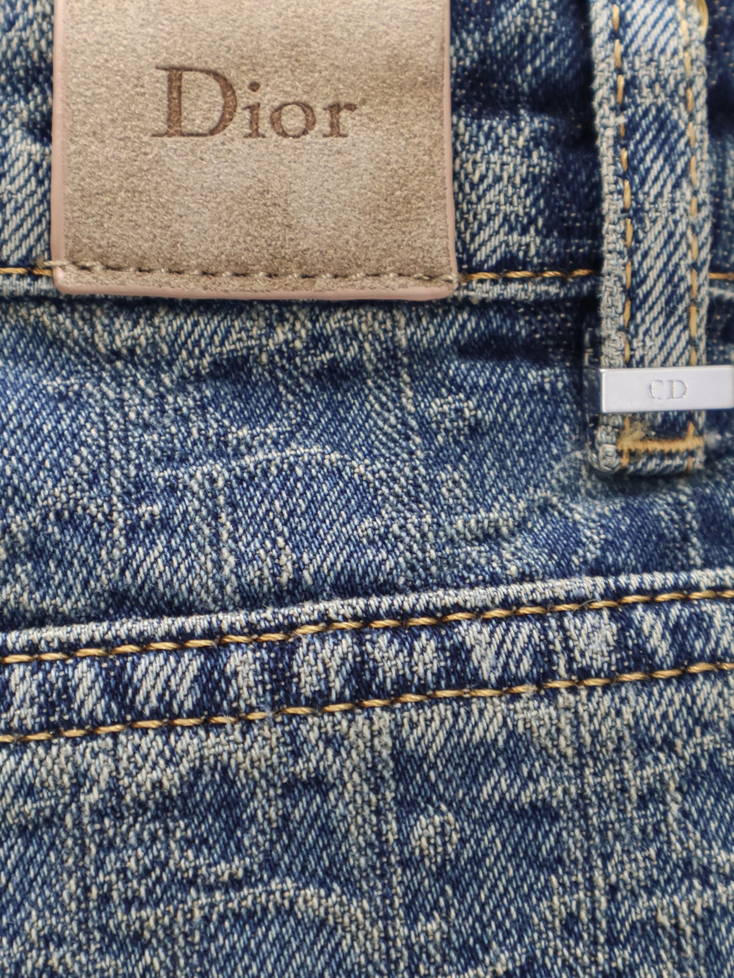 Dior Women Denim Blue Jeans With All-Over Dior Oblique Motif CHRISTIAN DIOR