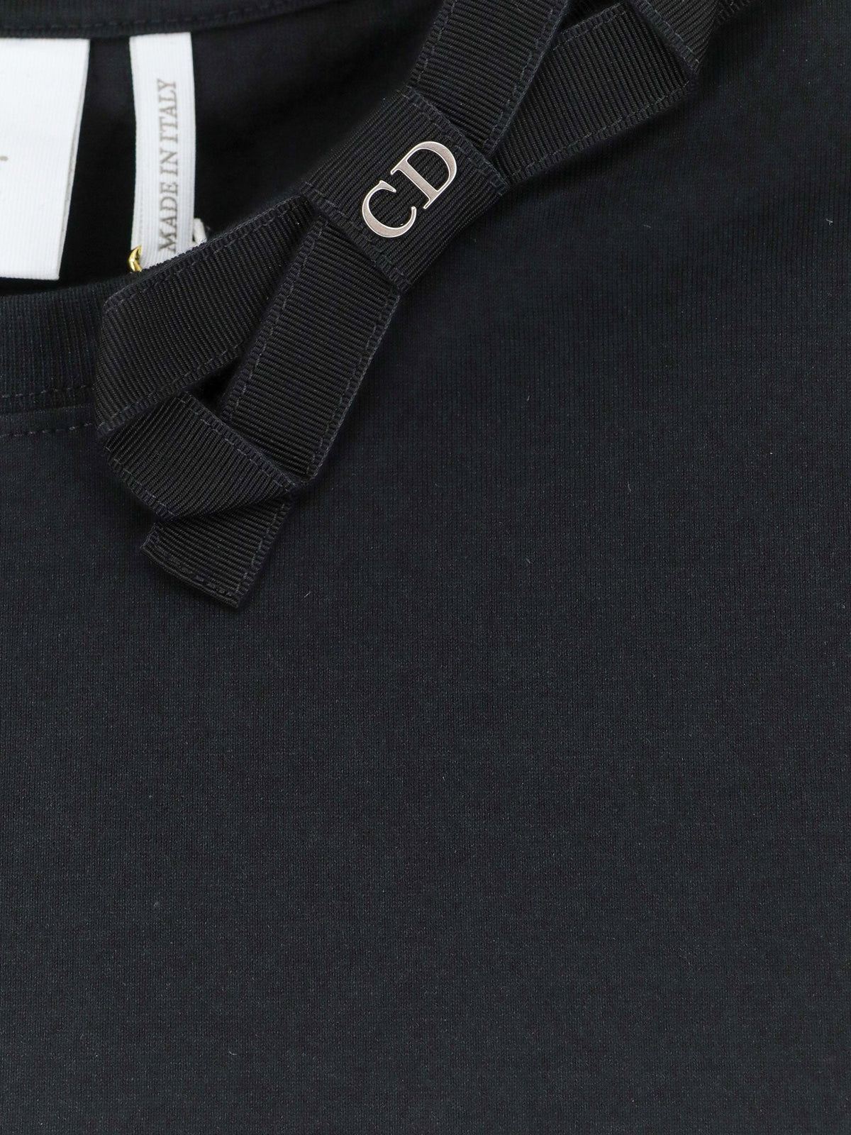 Dior Women Cotton T-Shirt With Grosgrain Bow Detail CHRISTIAN DIOR
