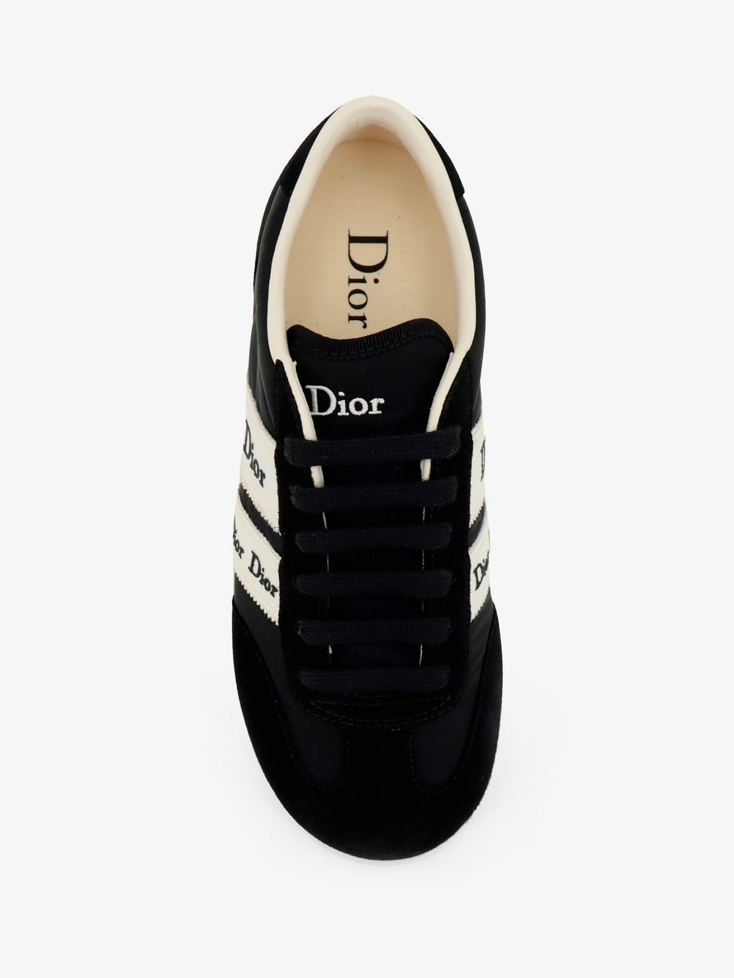 Dior Women Leather Ribbon Sneakers With Embroidered Logo On The Side CHRISTIAN DIOR