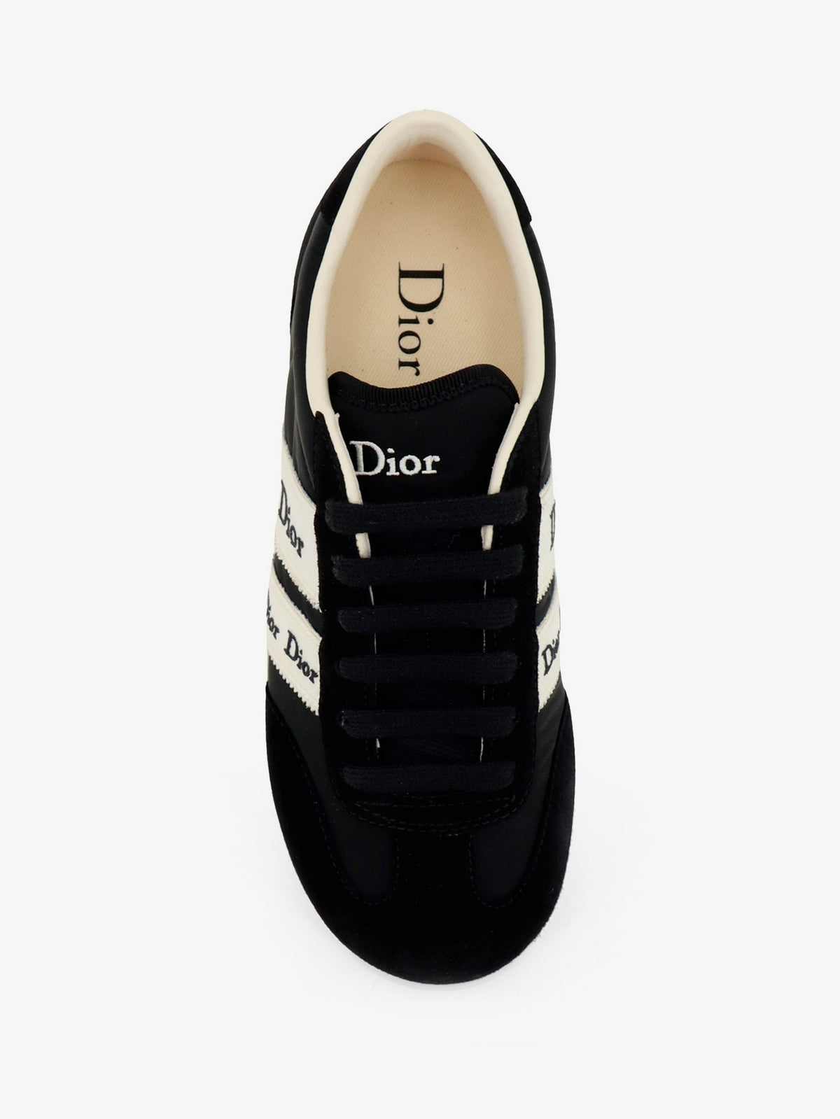 Dior Women Leather Ribbon Sneakers With Embroidered Logo On The Side CHRISTIAN DIOR