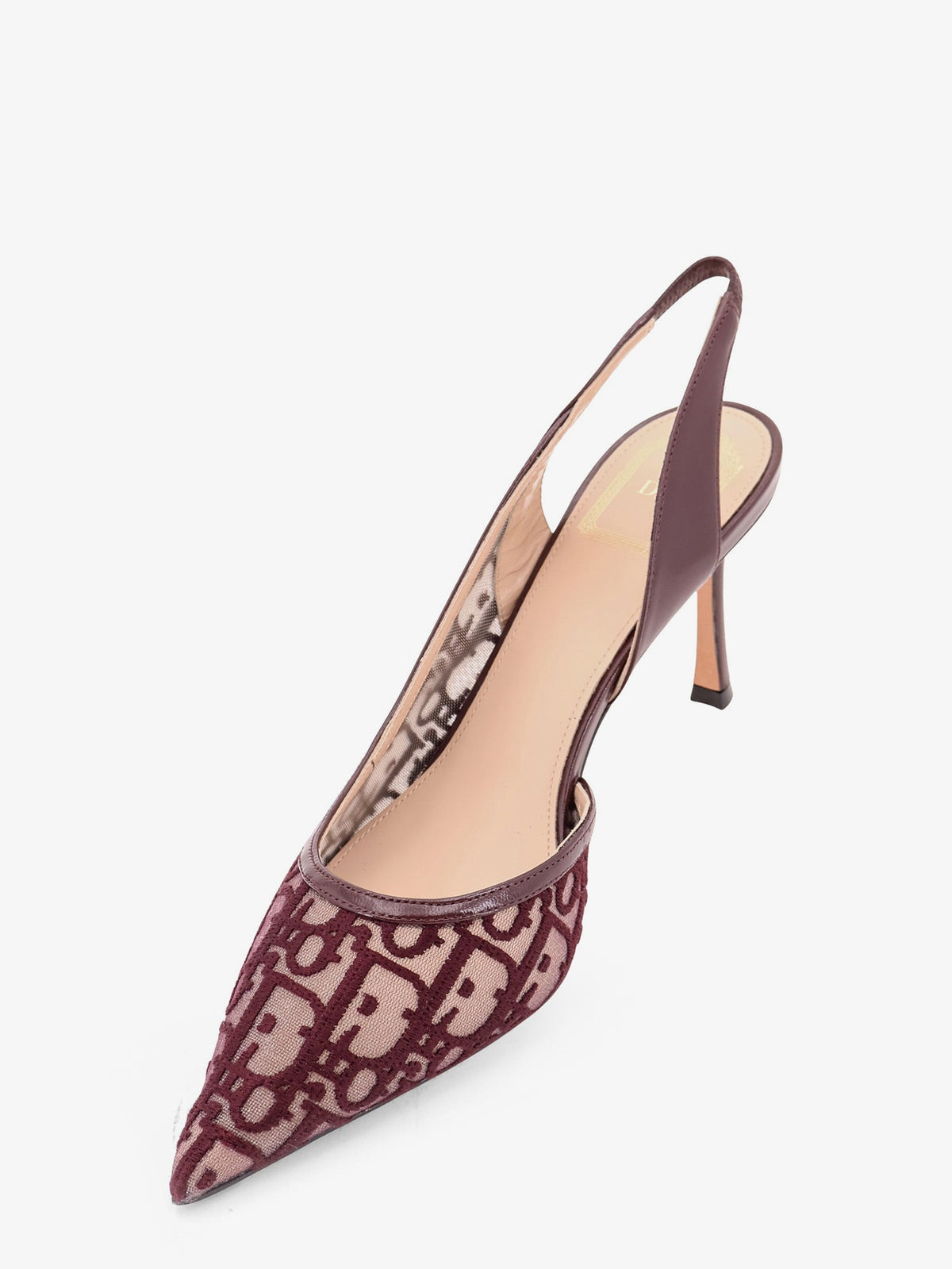Dior Women Adiorable Slingback Mesh Decollete With Burgundy Dior Oblique Embroidery CHRISTIAN DIOR