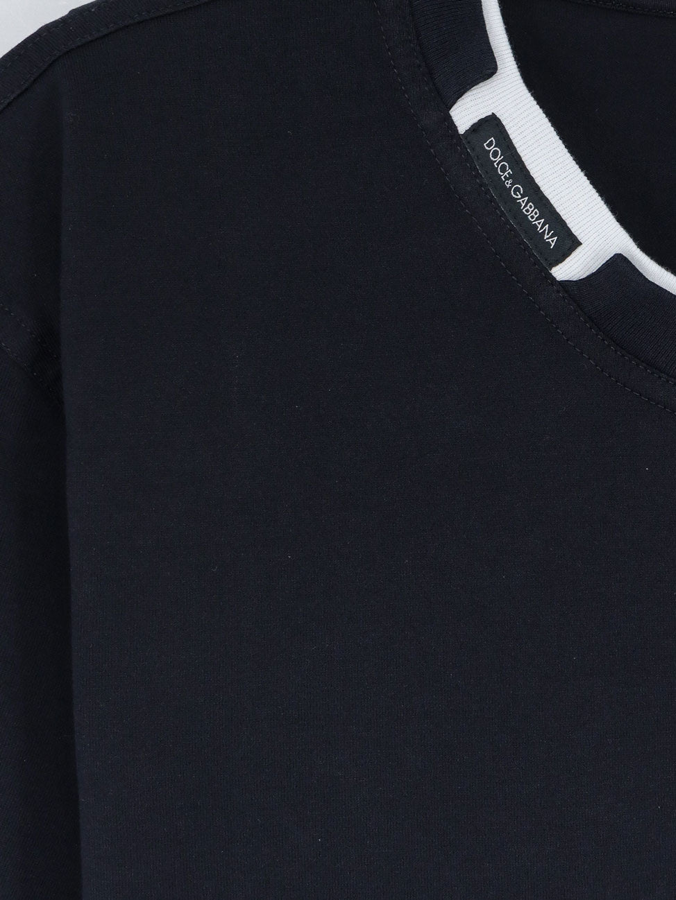 Dolce & Gabbana Men Cotton T-Shirt With Contrasting Profile DOLCE & GABBANA