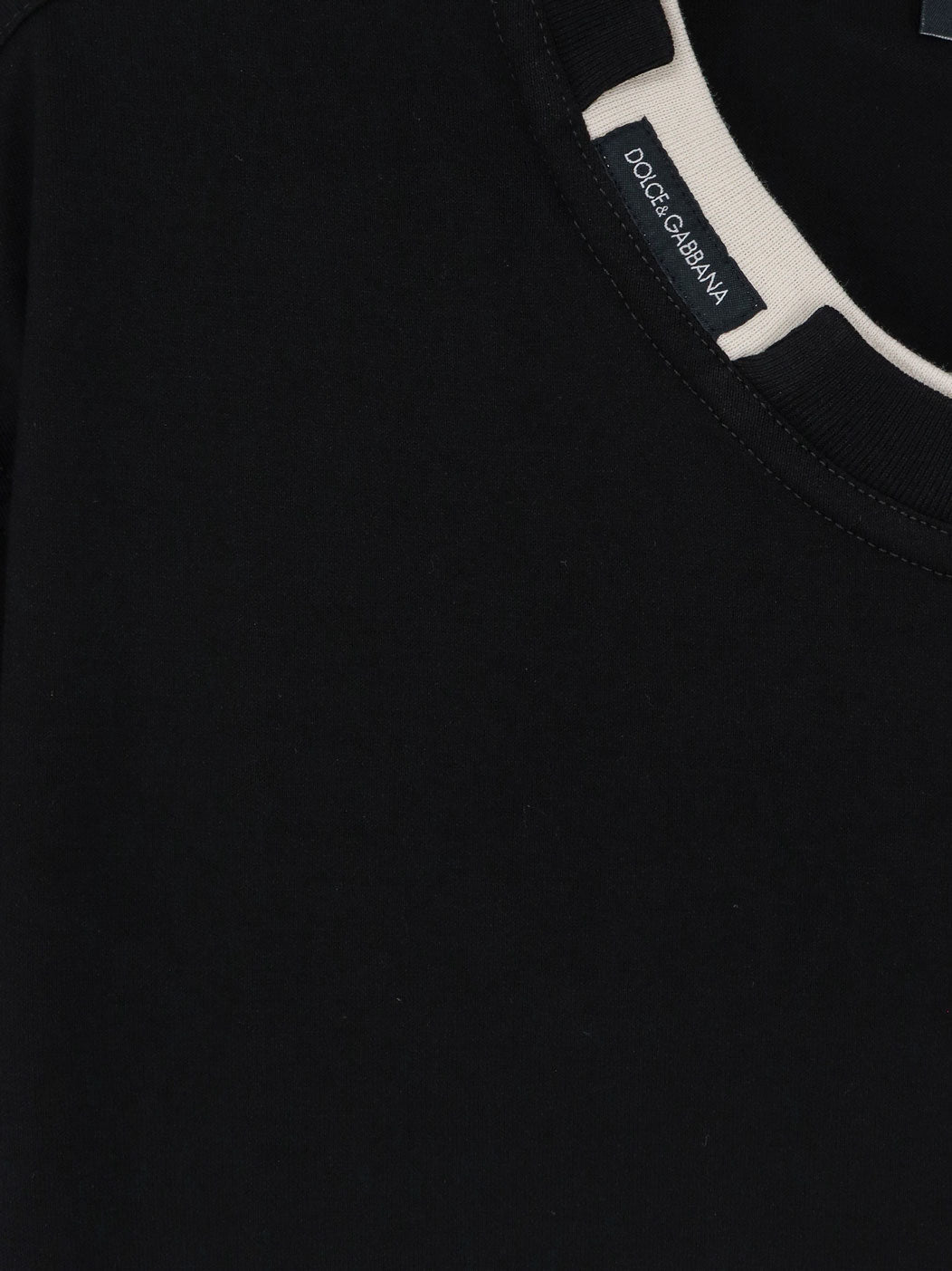 Dolce & Gabbana Men Cotton T-Shirt With Contrasting Profile DOLCE & GABBANA