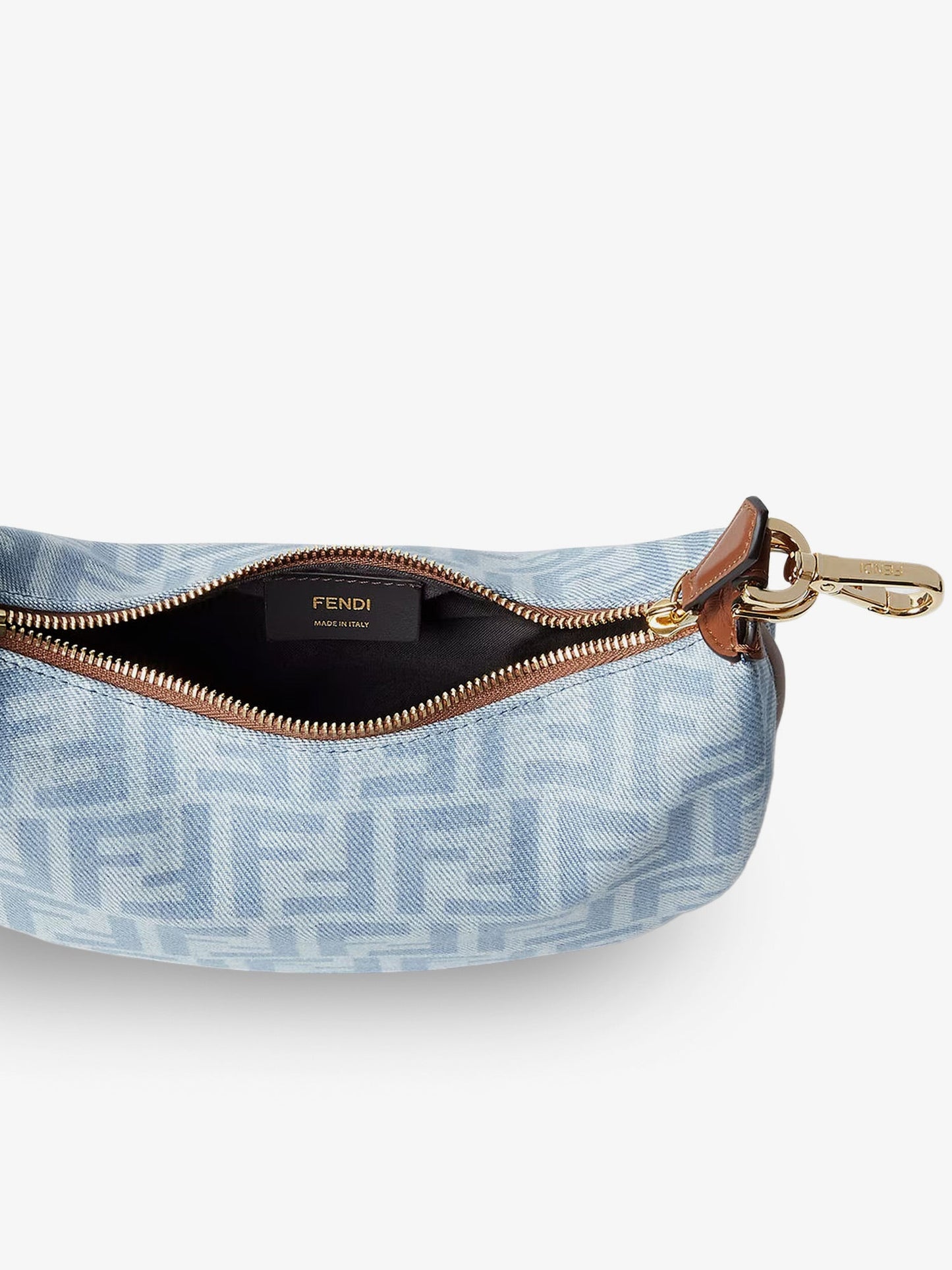 Fendi Women Fendigraphy Mini Denim Handbag With All-Over Ff Logo FENDI