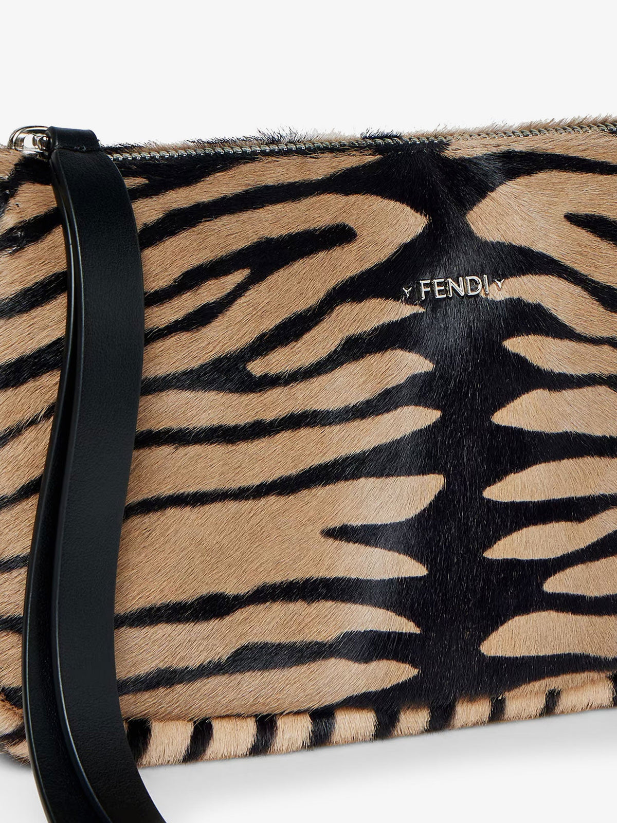 Fendi Women Zip Top Small Shoulder Bag In Tiger-Print Pony Skin FENDI