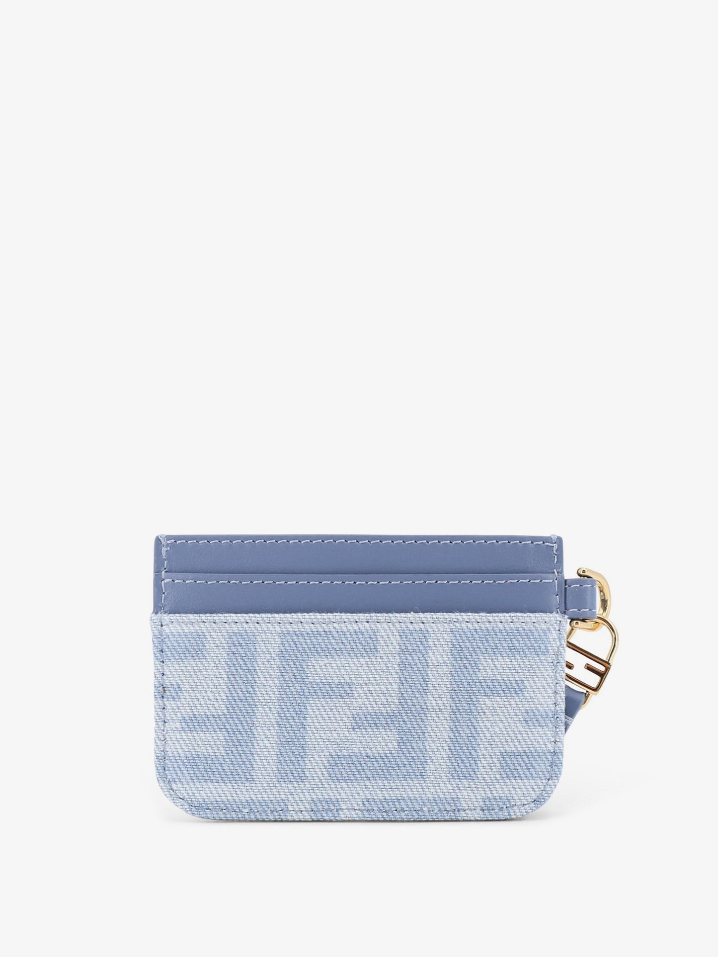 Fendi Women Denim Baguette Card Holder With Ff Motif FENDI
