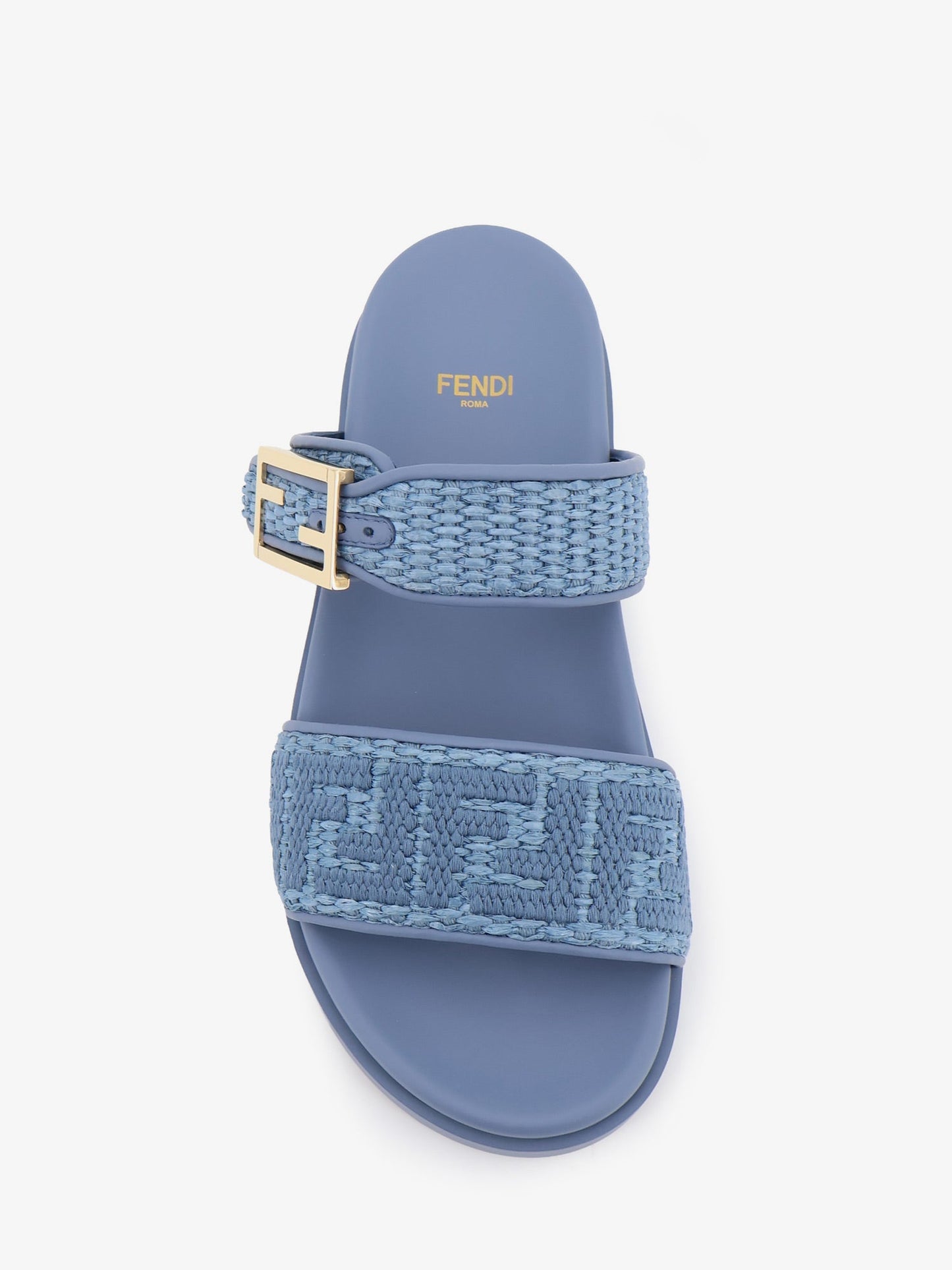 Fendi Women Fendi Feel Woven Rafia Flat Sandals FENDI