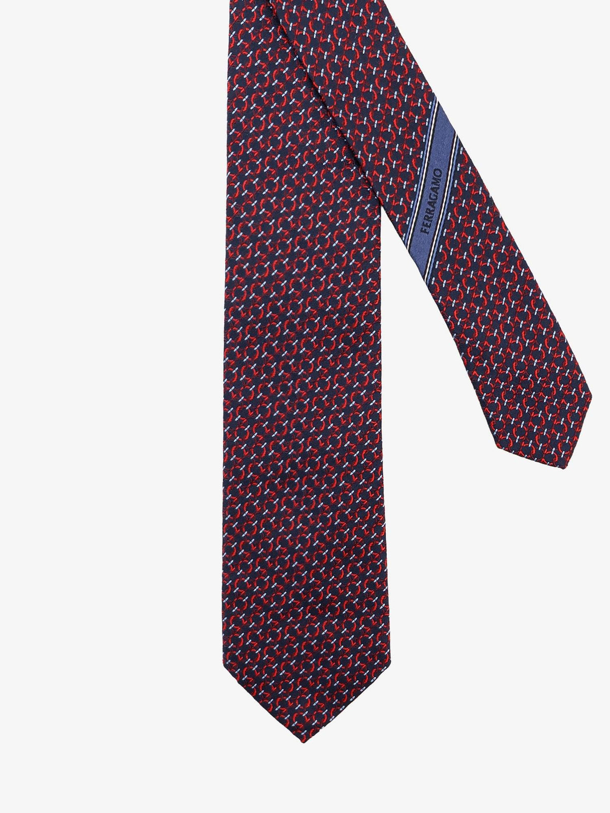 Ferragamo Men Crema Silk Tie With Intreccio Print FERRAGAMO