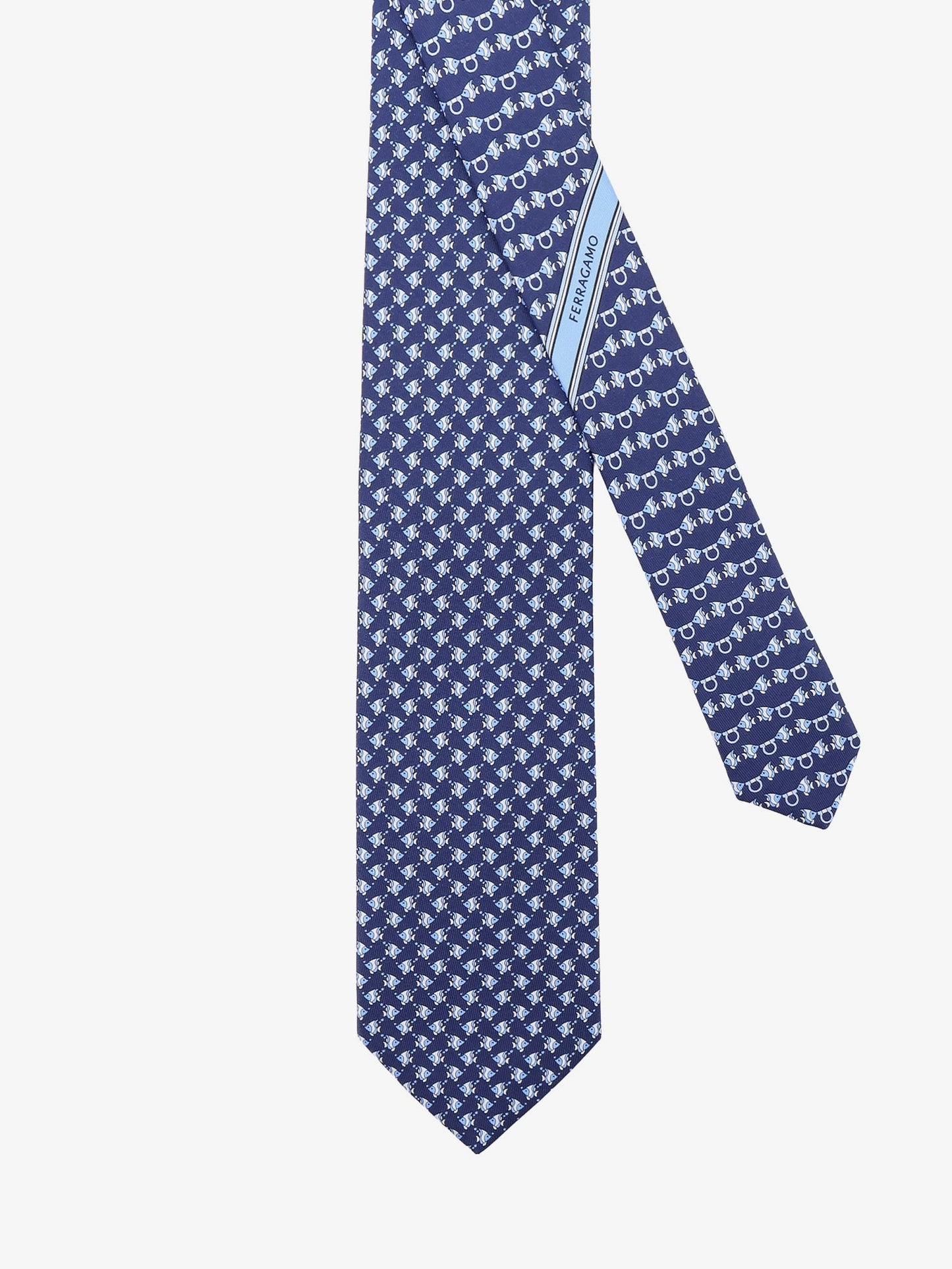 Ferragamo Men Cyrus Silk Tie With Shark Print FERRAGAMO