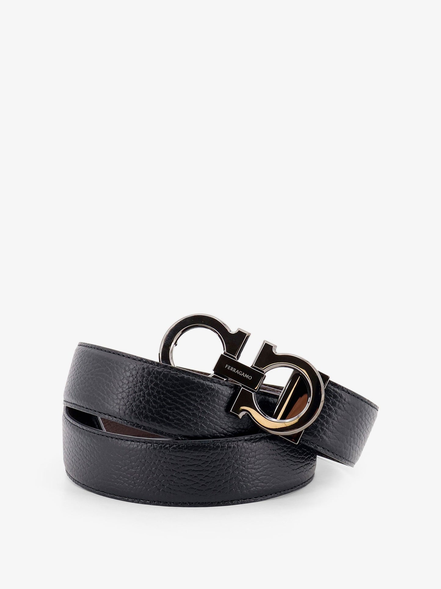Ferragamo Men Reversible Hammered Leather Belt FERRAGAMO