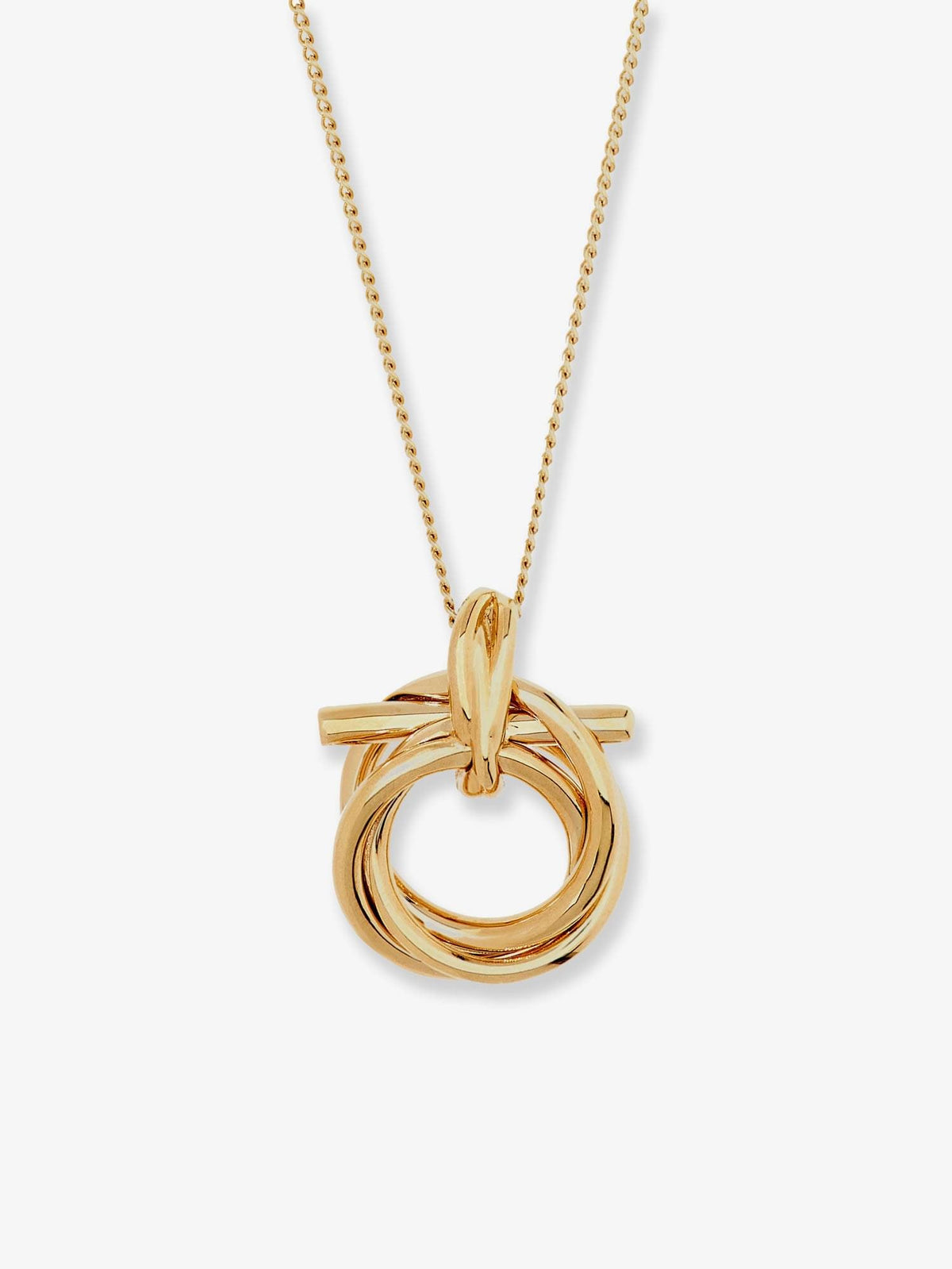 Ferragamo Women Brass Necklace With Gancini Pendant FERRAGAMO