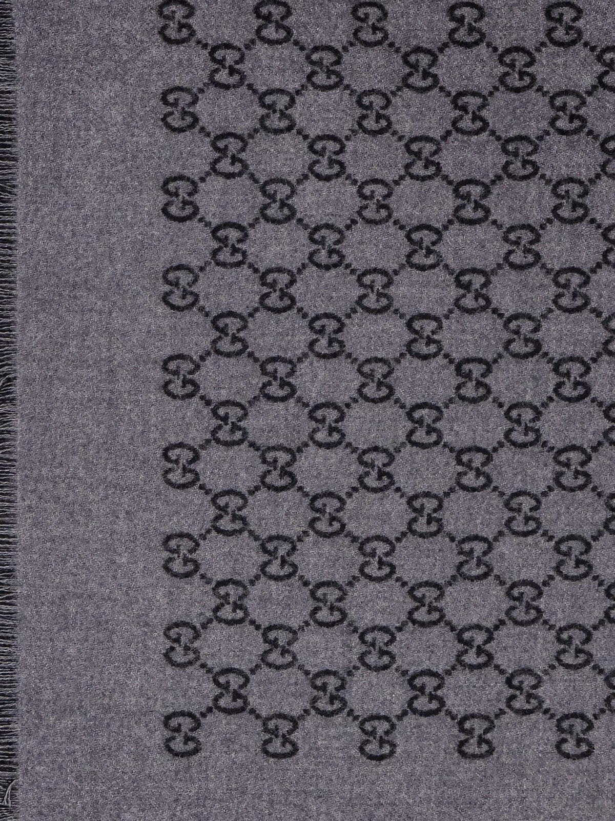 Gucci Men Double Wool Jacquard Scarf With Gg Motif GUCCI