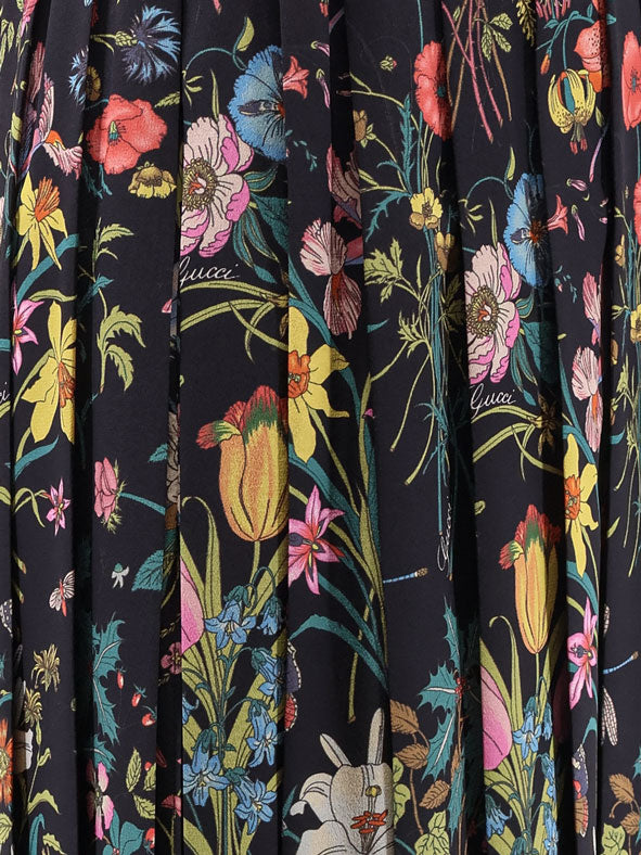 Gucci Women Silk Midi Skirt With Floral Print GUCCI