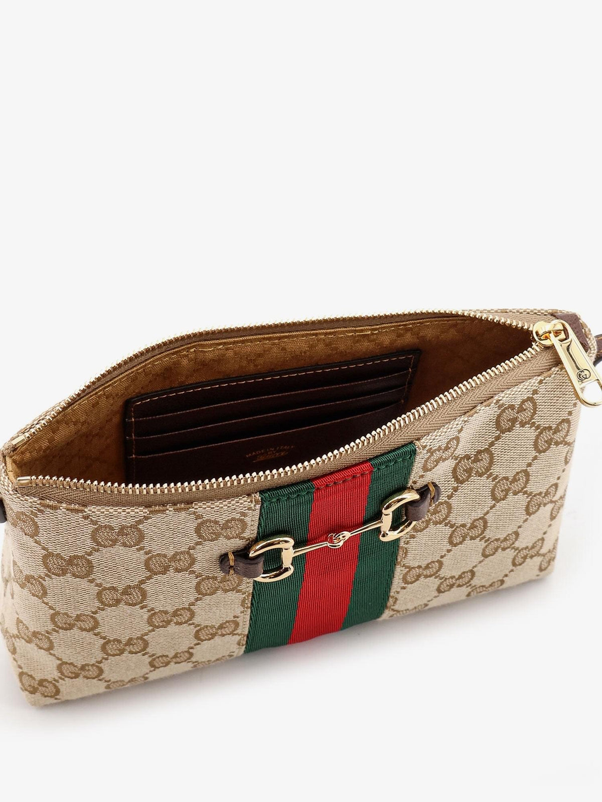 Gucci Women Gg Fabric Crossbody With Nastro Web Detail On The Front GUCCI