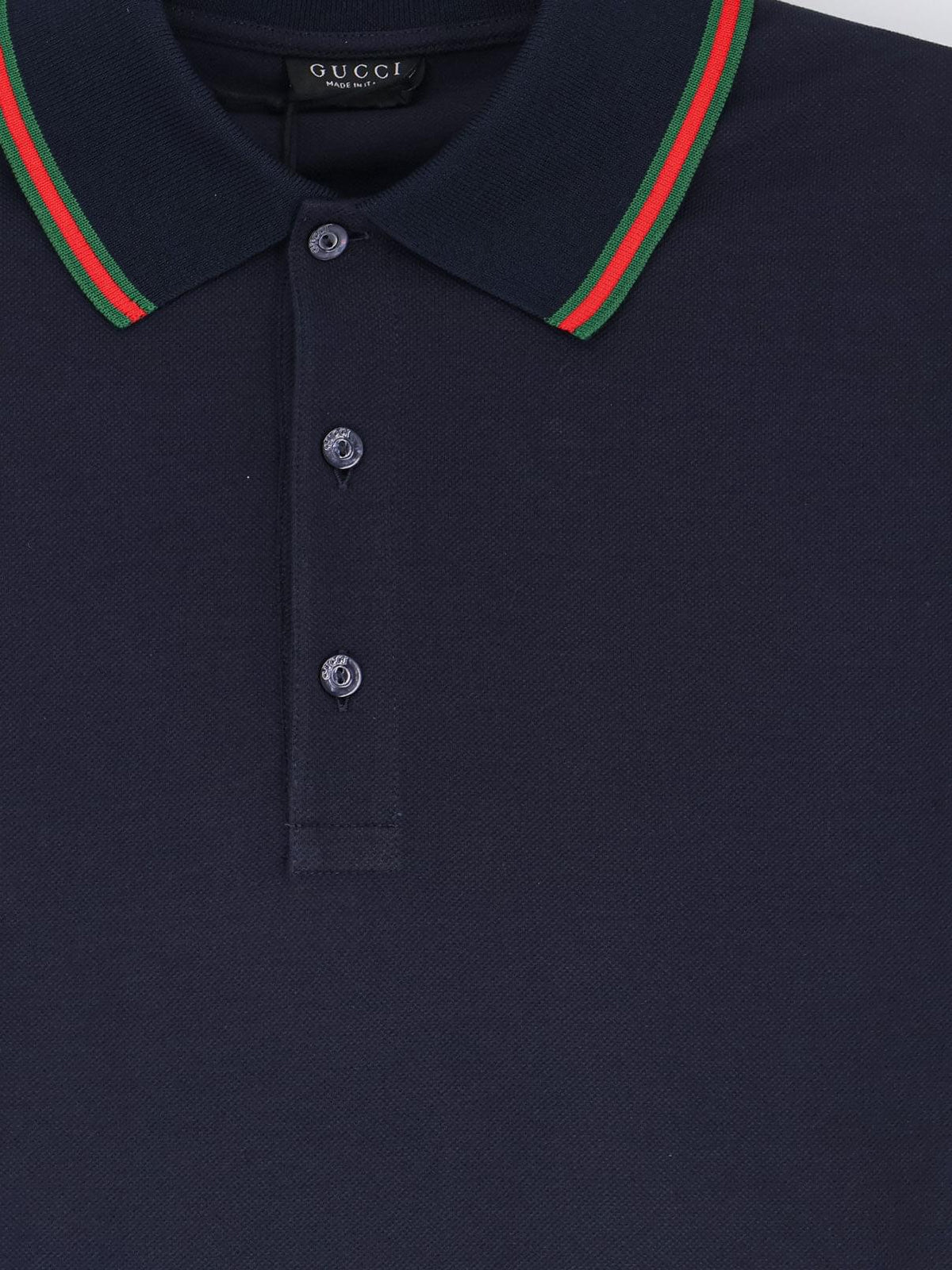 Gucci Men Cotton Polo With Nastro Web Detail On The Collar GUCCI