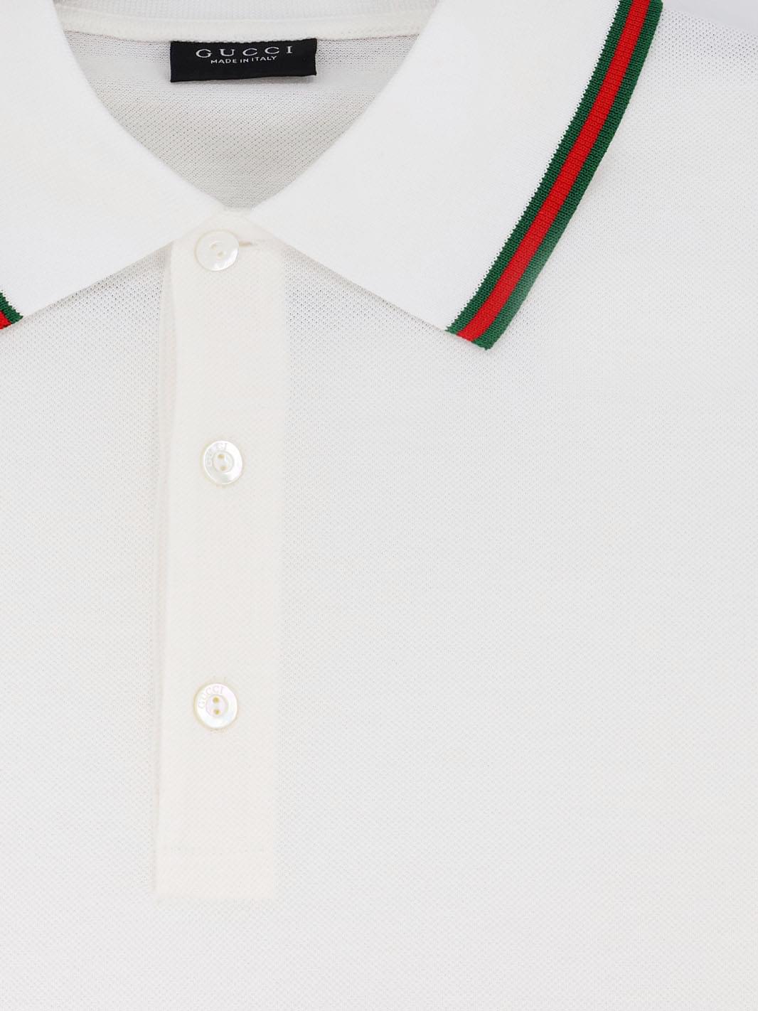 Gucci Men Cotton Polo Shirt With Nastro Web Detail On The Collar GUCCI