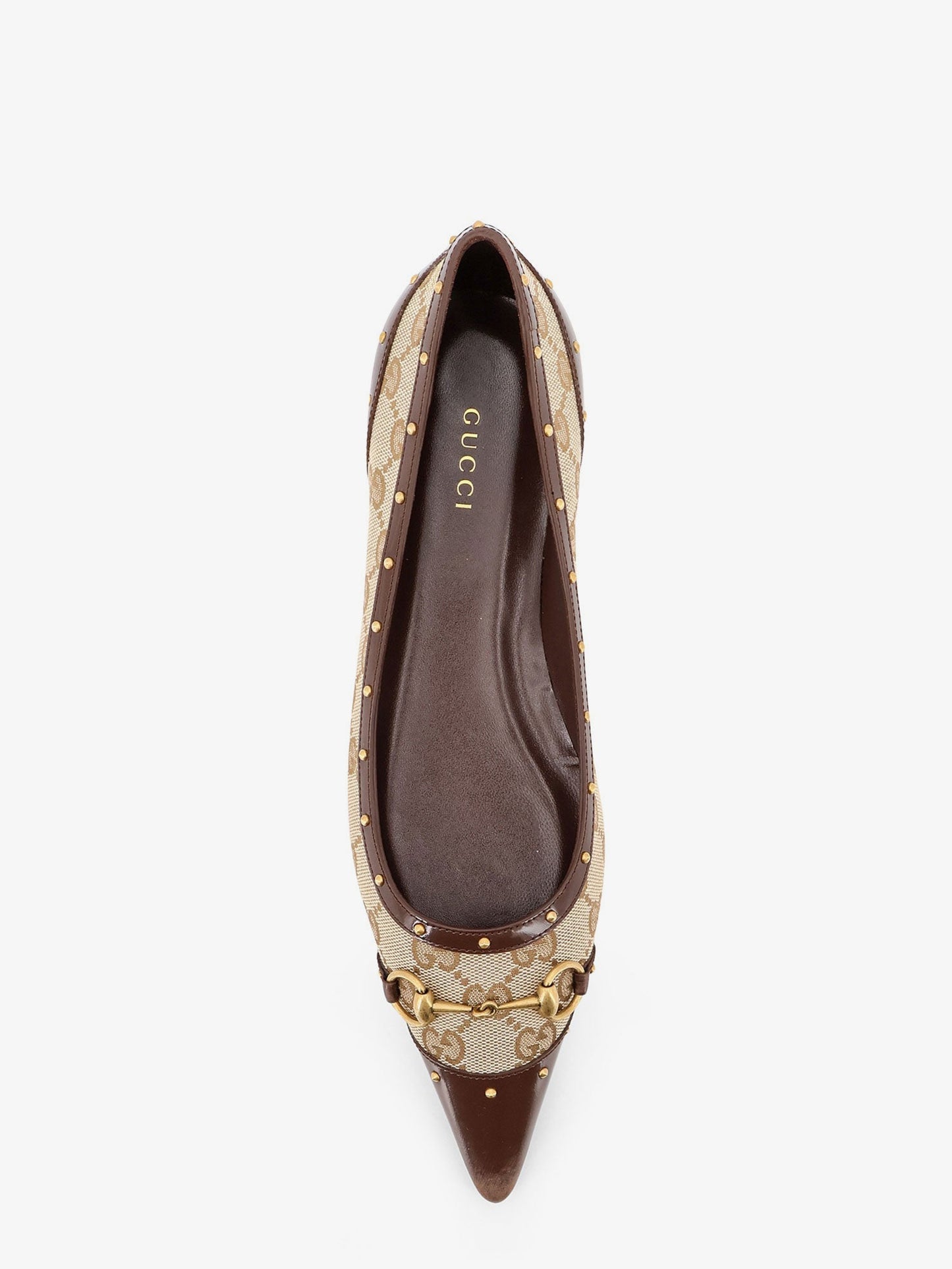 Gucci Women Savoy Gg Fabric Ballerinas With Stud Detail GUCCI