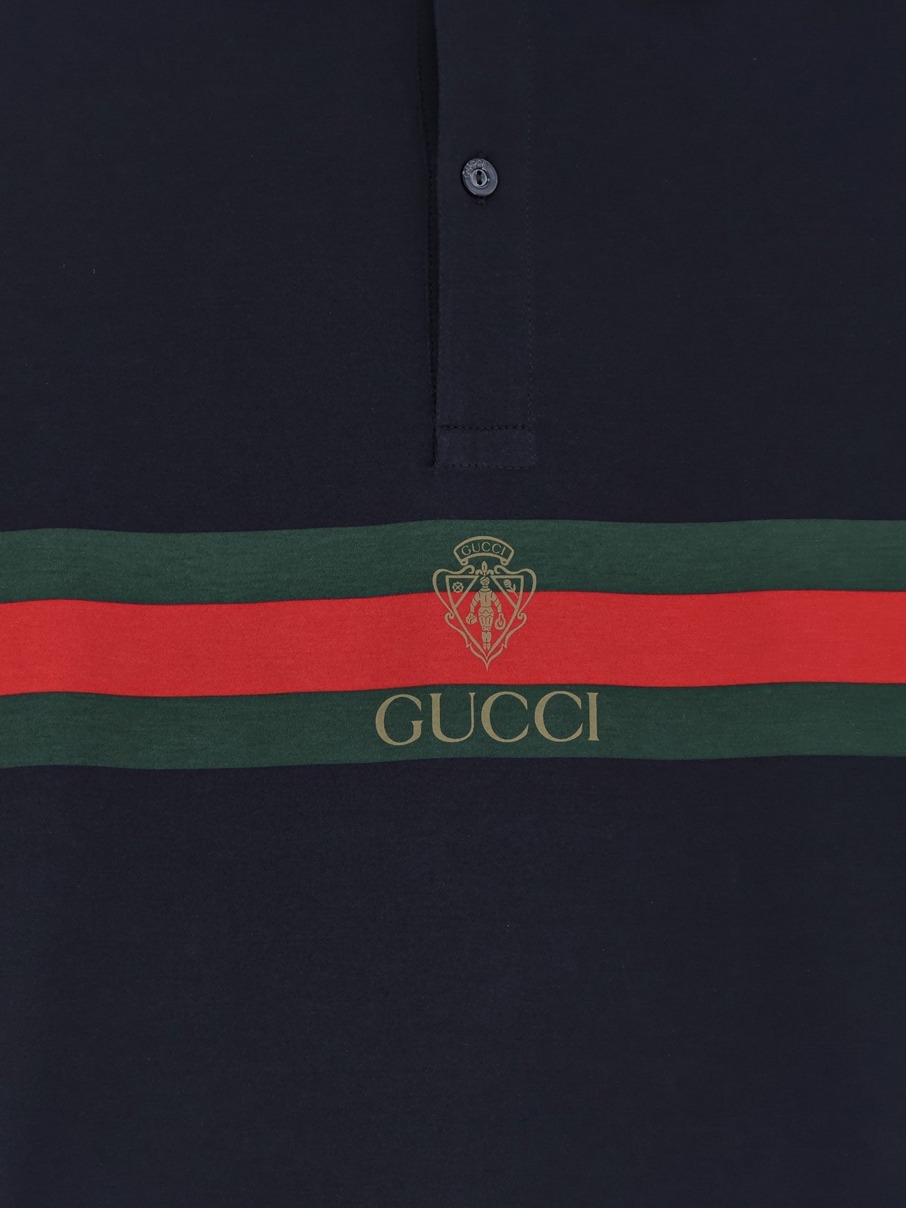 Gucci Men Cotton Polo Shirt With Web Print On The Front GUCCI