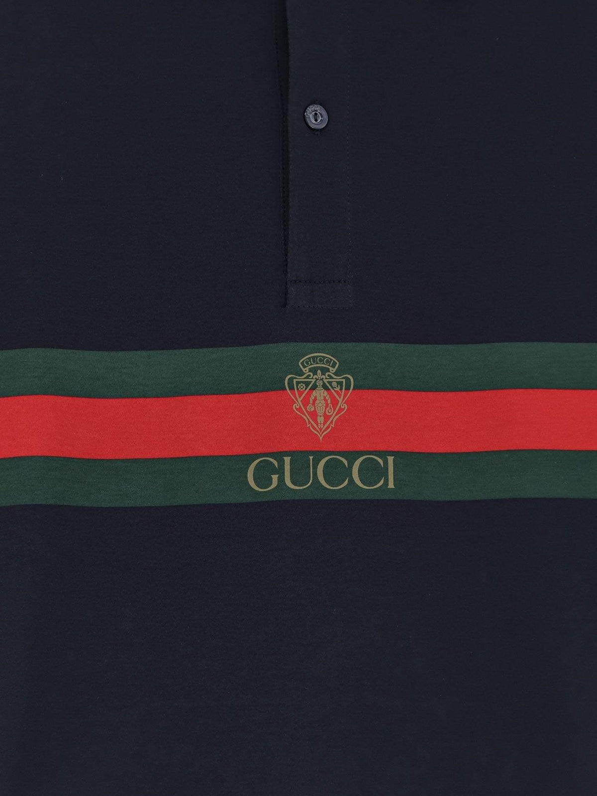 Gucci Men Cotton Polo Shirt With Web Print On The Front GUCCI