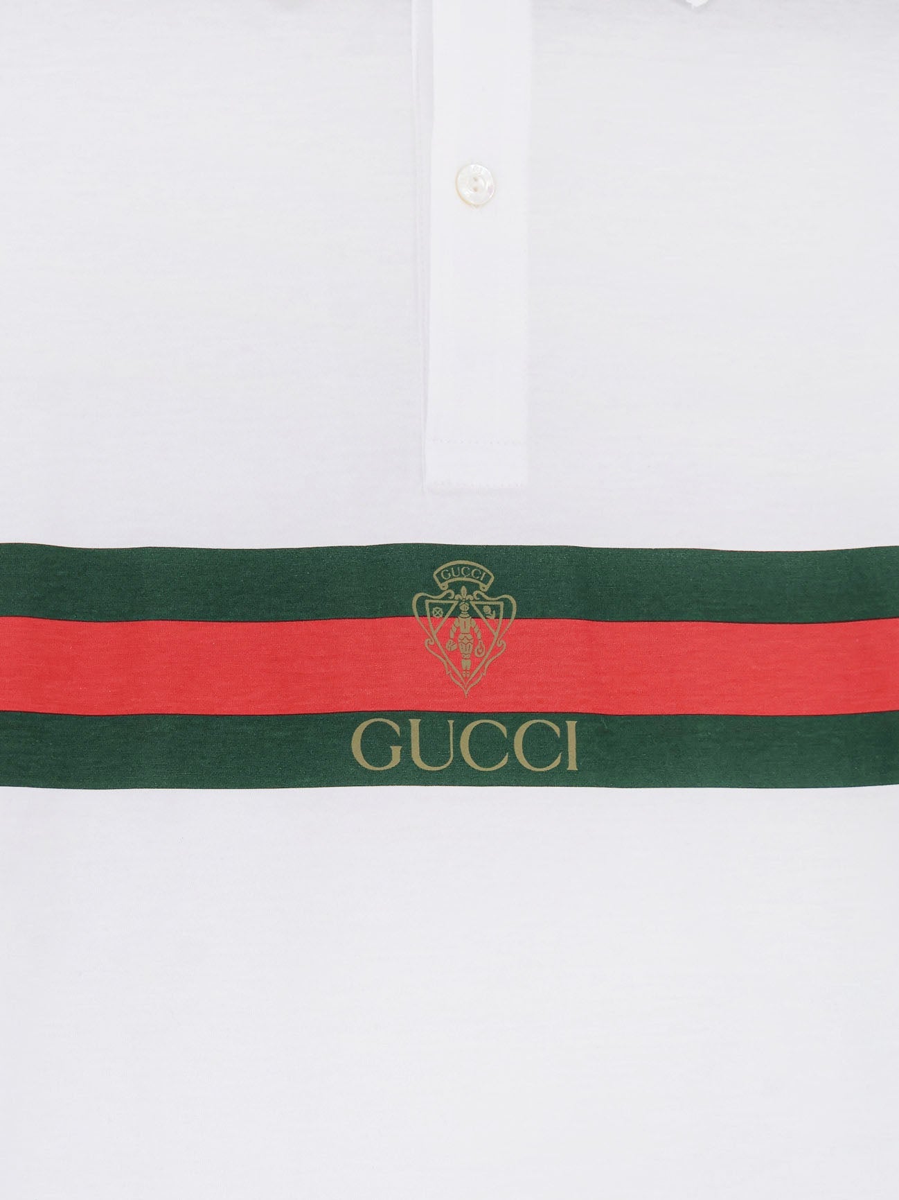 Gucci Men Cotton Polo Shirt With Web Print On The Front GUCCI