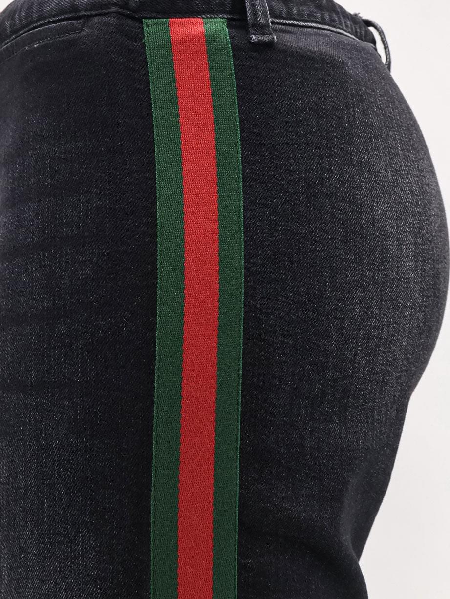 Gucci Men Blue Denim Jeans With Nastro Web Profiles GUCCI