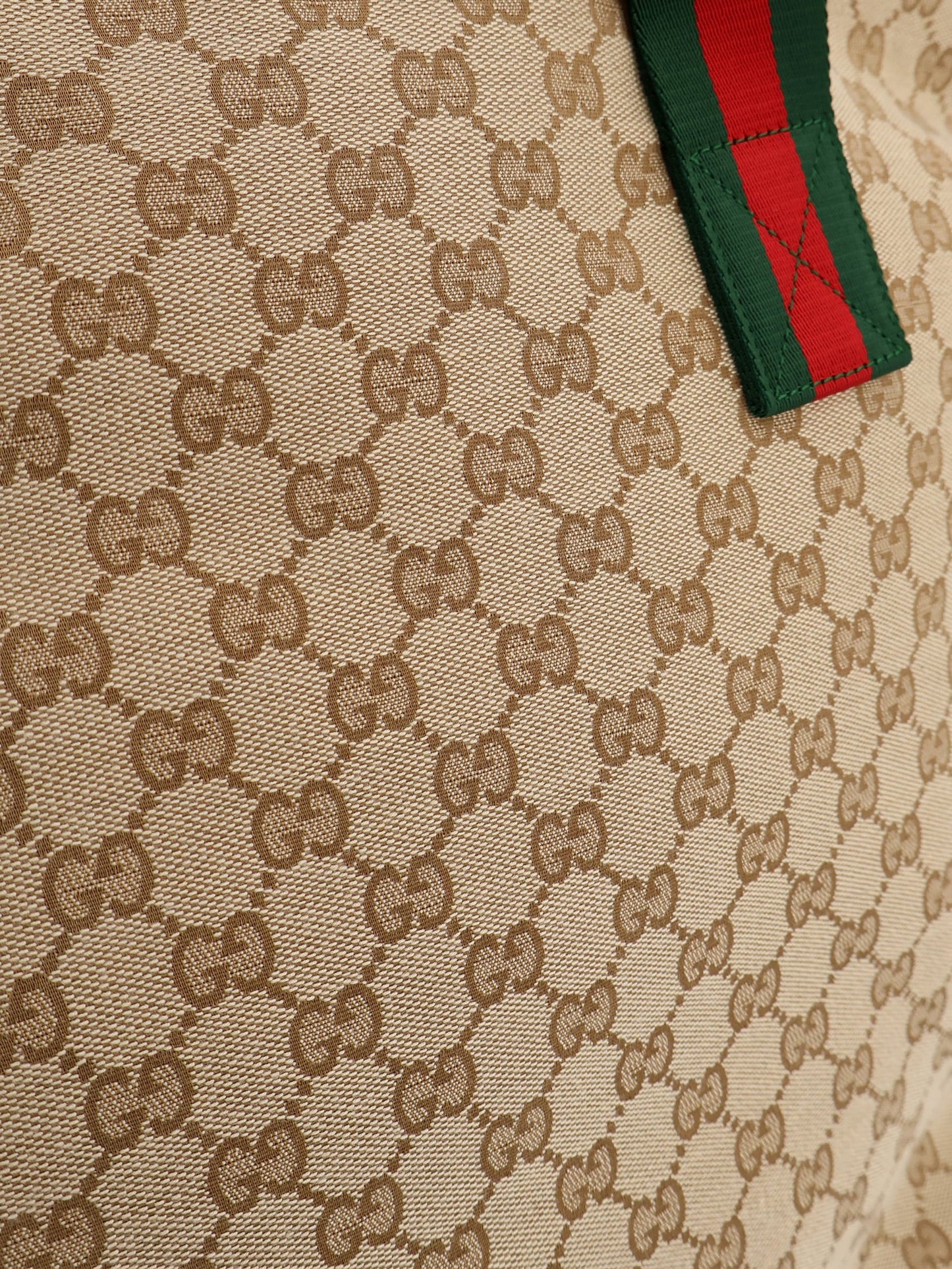Gucci Men Gg Fabric Shopping Bag With Nastro Web Handle Detail GUCCI
