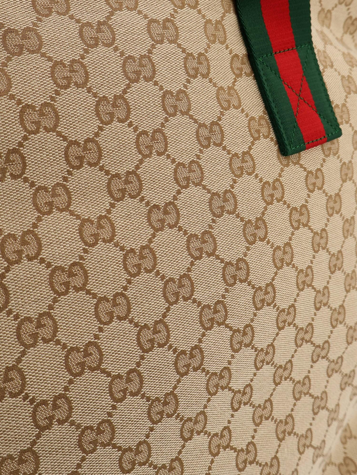 Gucci Men Gg Fabric Shopping Bag With Nastro Web Handle Detail GUCCI