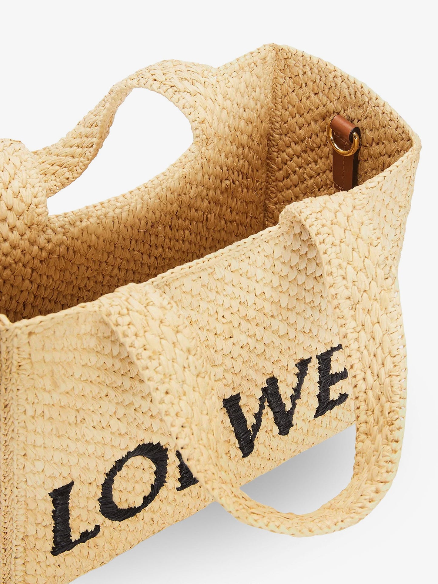 Loewe Women Paula's Ibiza -Small Loewe Font Raffia Handbag With Embroidered Logo On The Front LOEWE