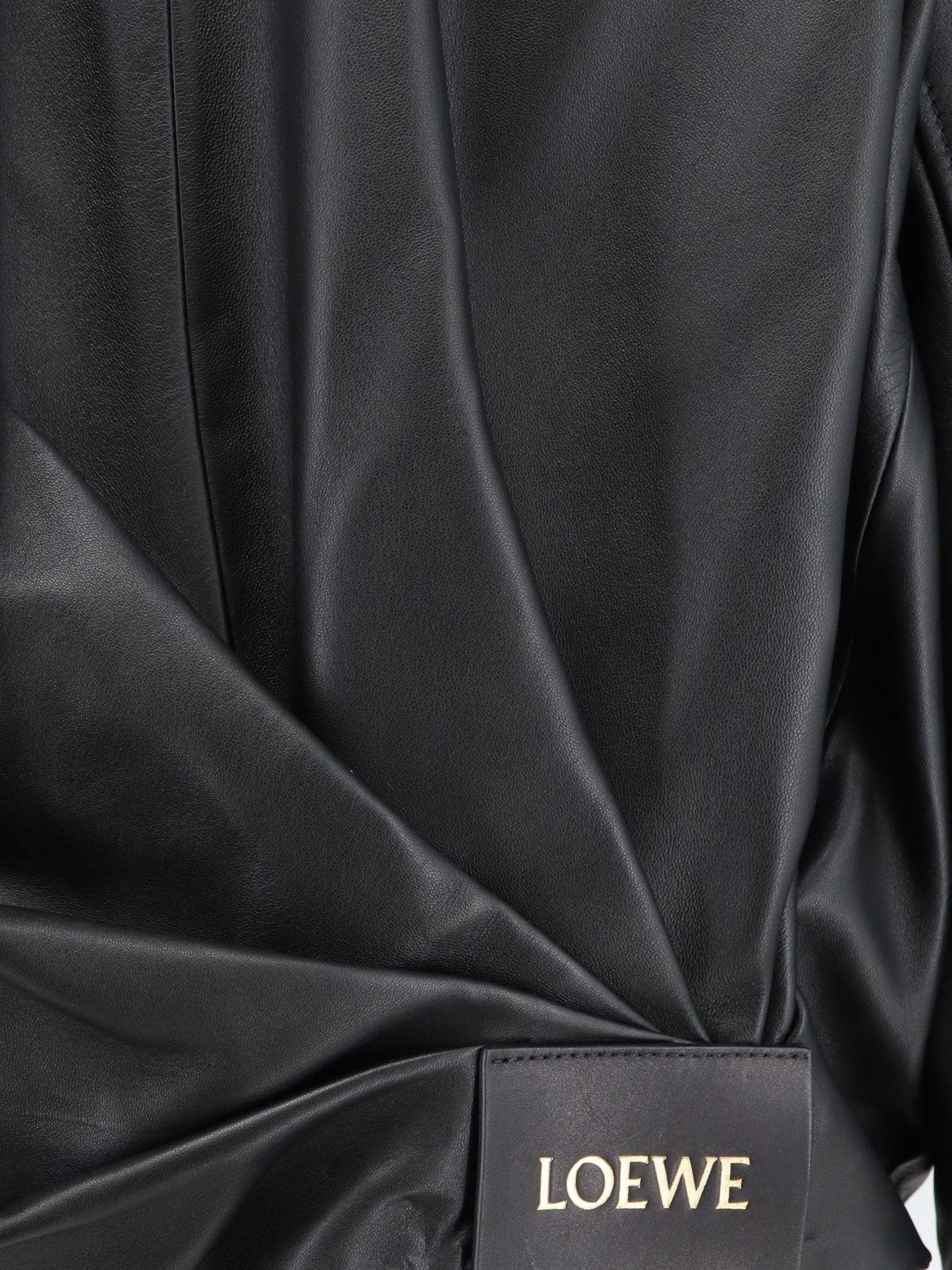 Loewe Women Cropped Leather Jacket With Back Logo Patch LOEWE