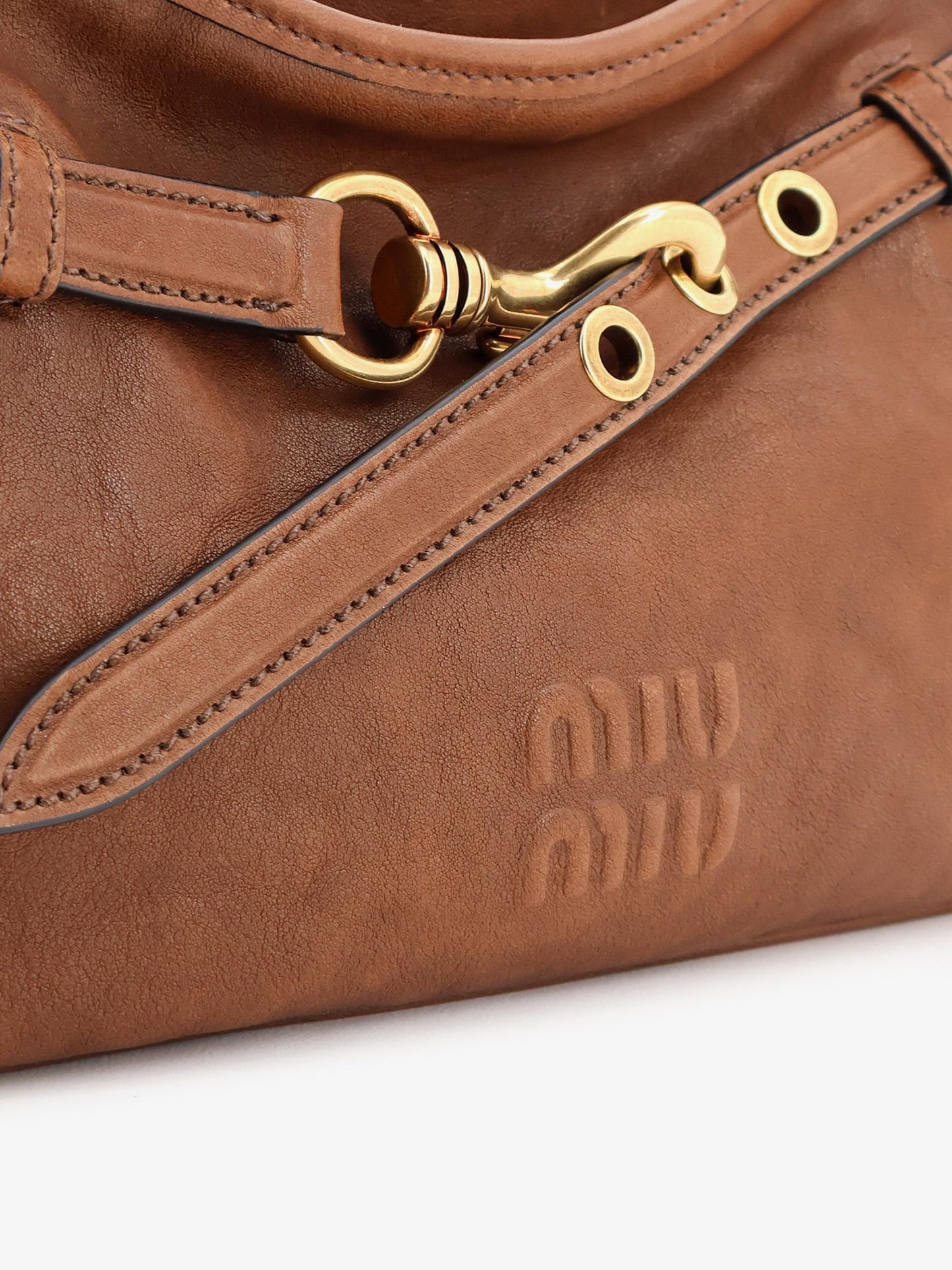 Miu Miu Women Aventure Leather Bag With Embossed Front Logo MIU MIU