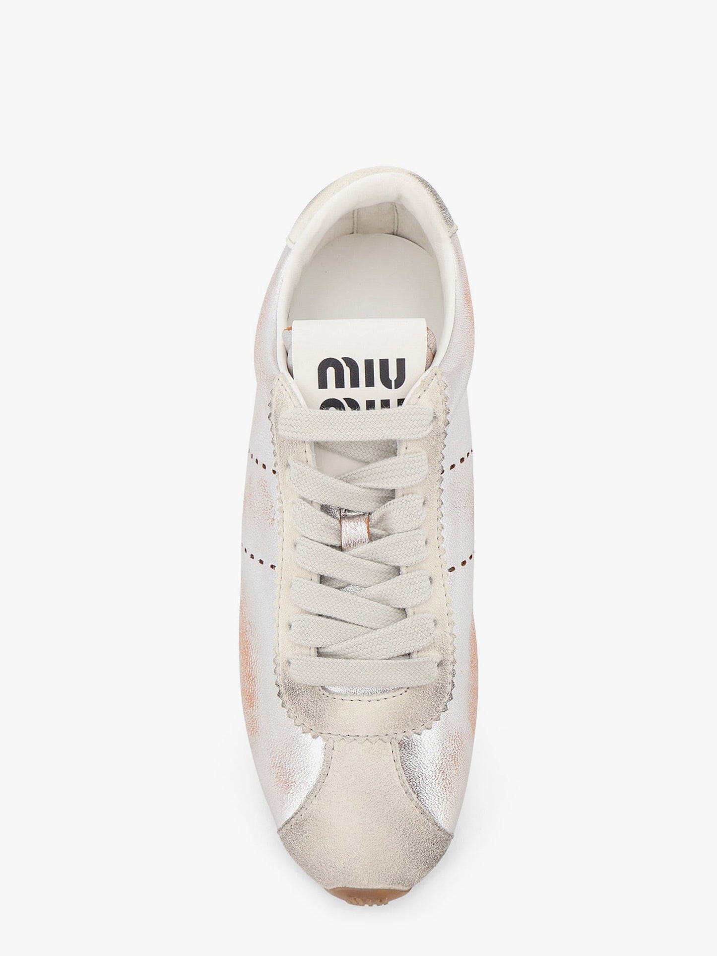 Miu Miu Women Plume Vintage Silver Leather Sneakers MIU MIU