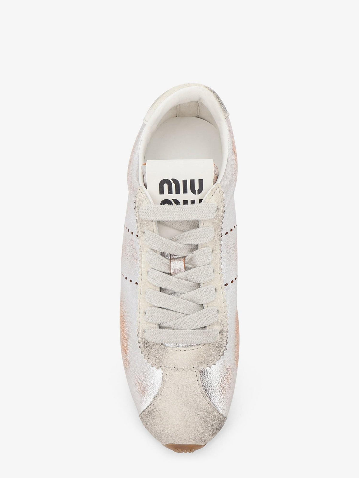 Miu Miu Women Plume Vintage Silver Leather Sneakers MIU MIU