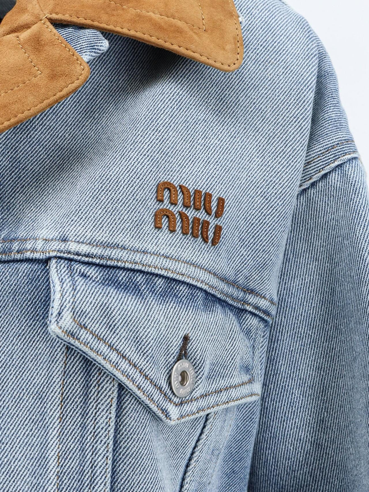 Miu Miu Women Denim Jacket With Suede Detail MIU MIU